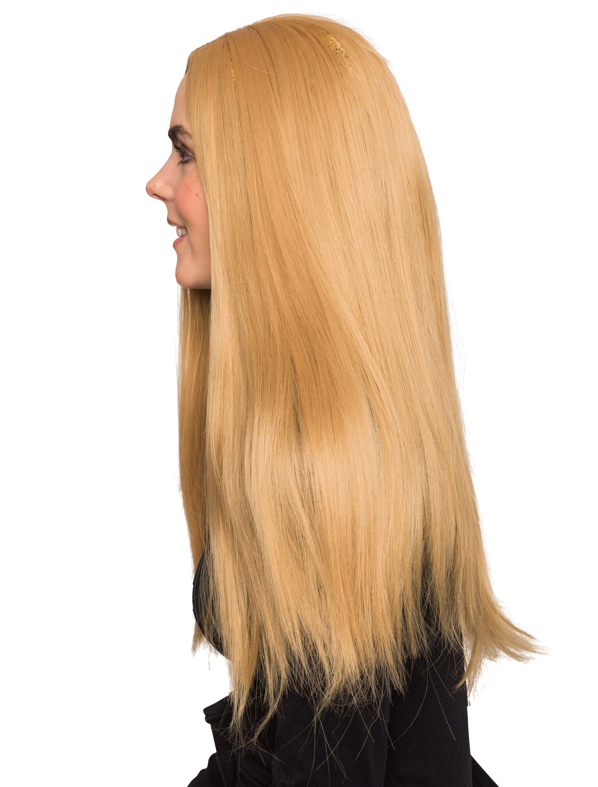 Perücke lang glatt blond one size