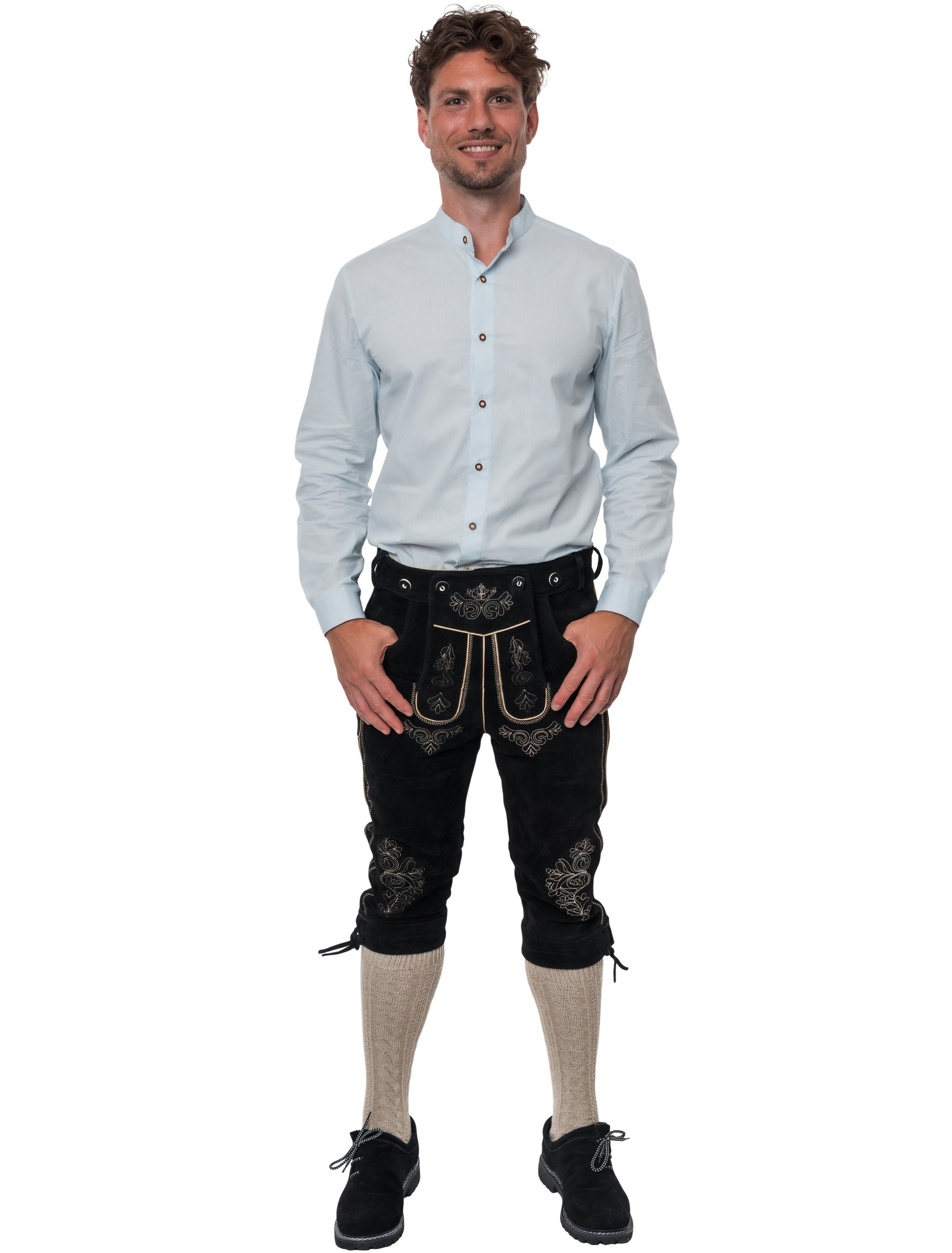Lederhose Josef 3/4 lang Herren schwarz L