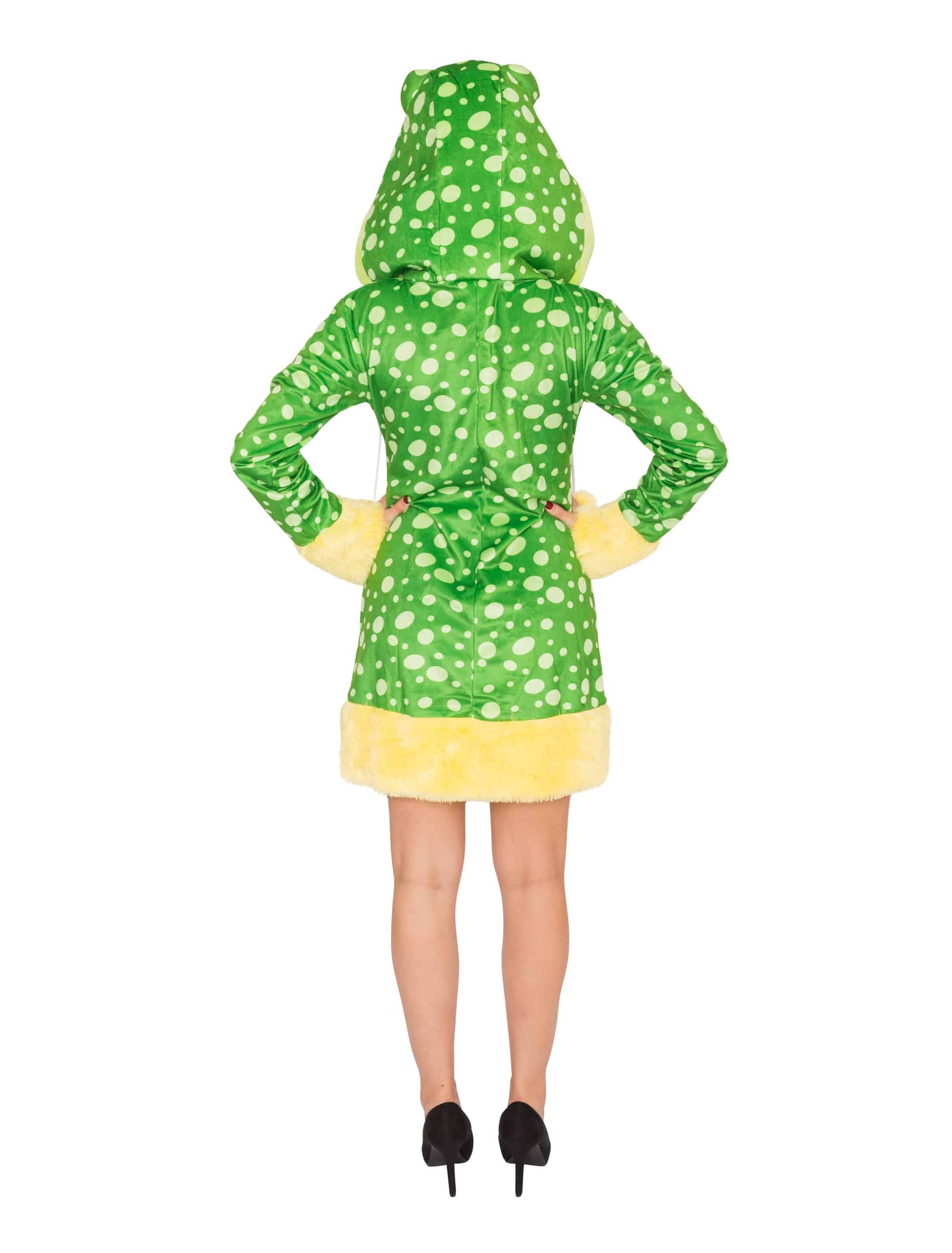 Kleid Plüsch Frosch Damen grün 38-40