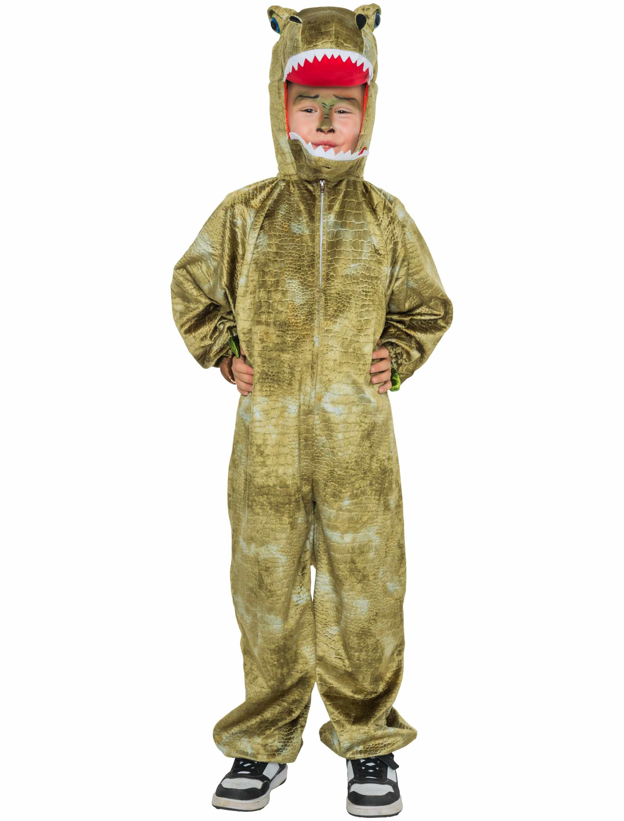 Overall T-Rex Plüsch Kinder grün/braun 140/164