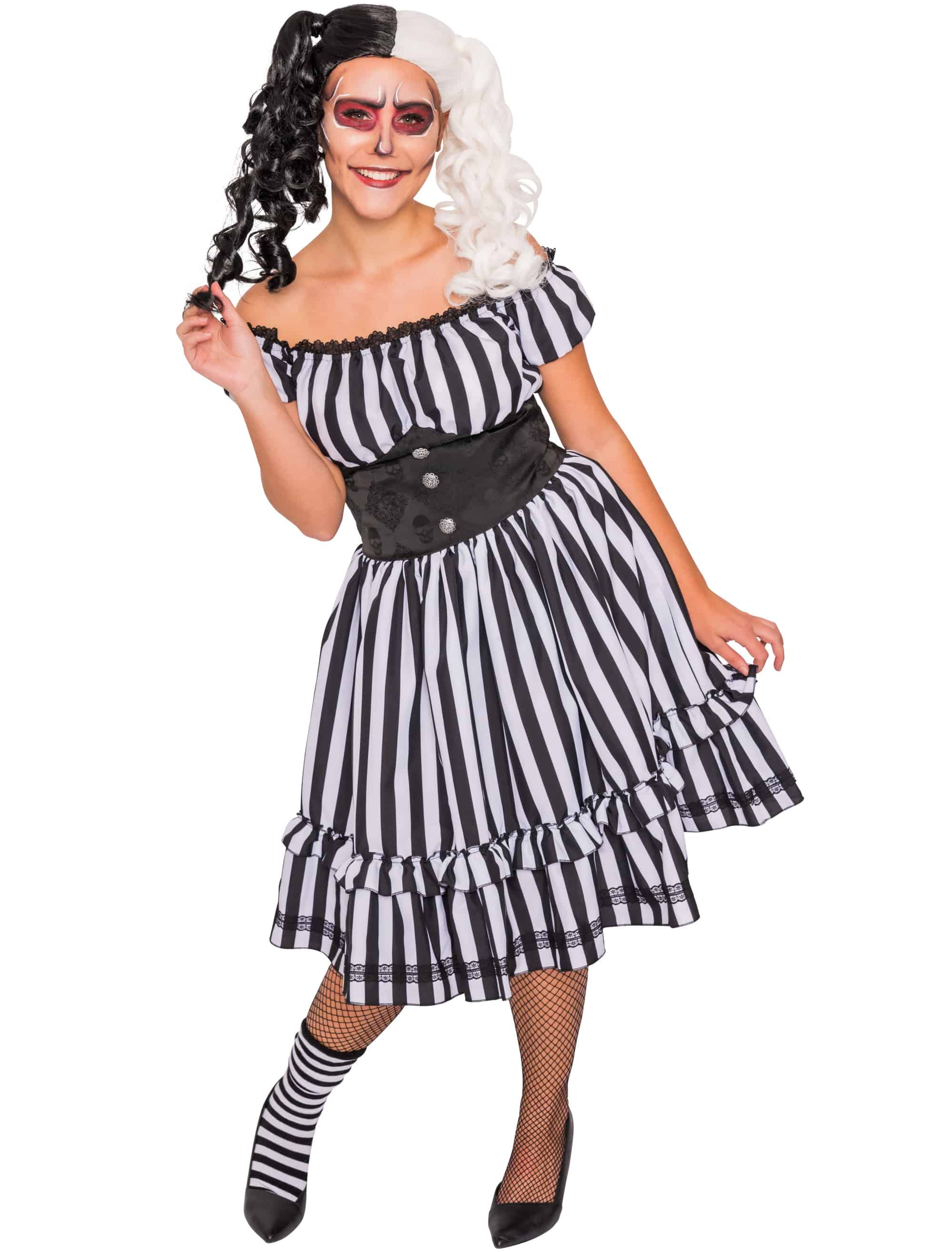 Kleid gestreift Damen schwarz/weiß 2XL