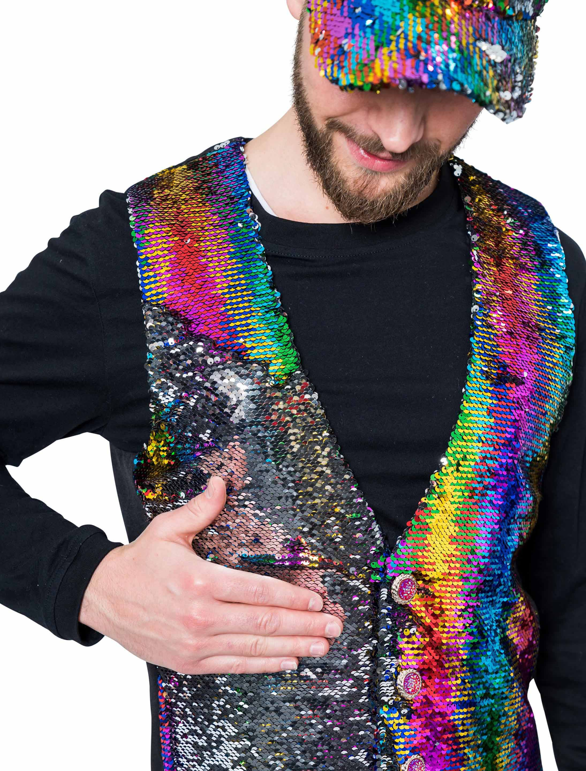 Weste Wendepailletten Herren mehrfarbig L/XL
