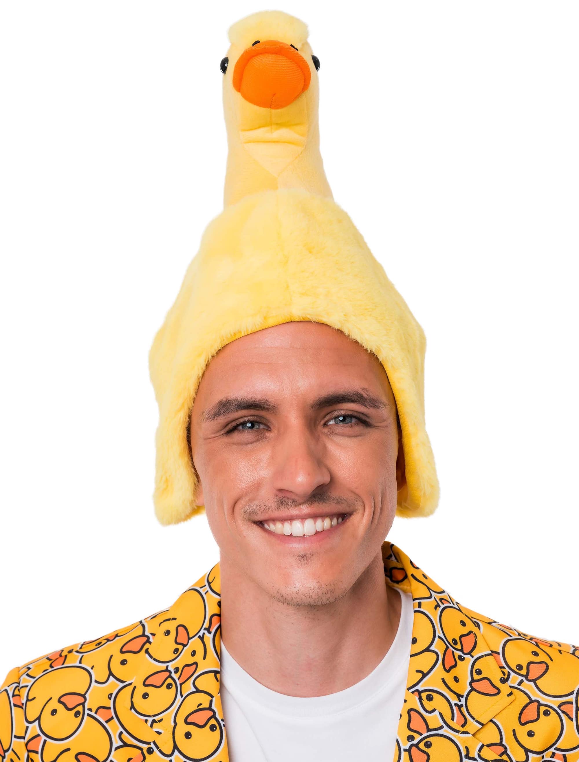 Mütze Ente Plüsch gelb one size