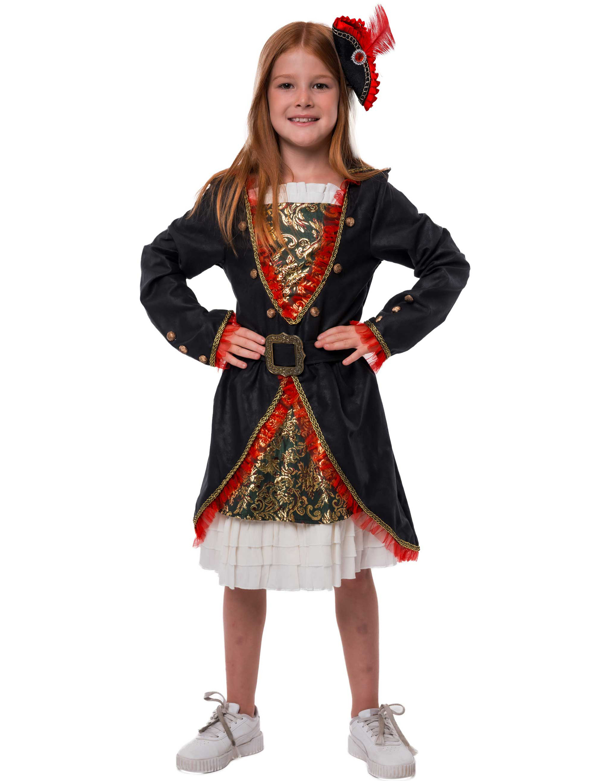 Kleid Piratin Kinder schwarz/rot/gold 104/116
