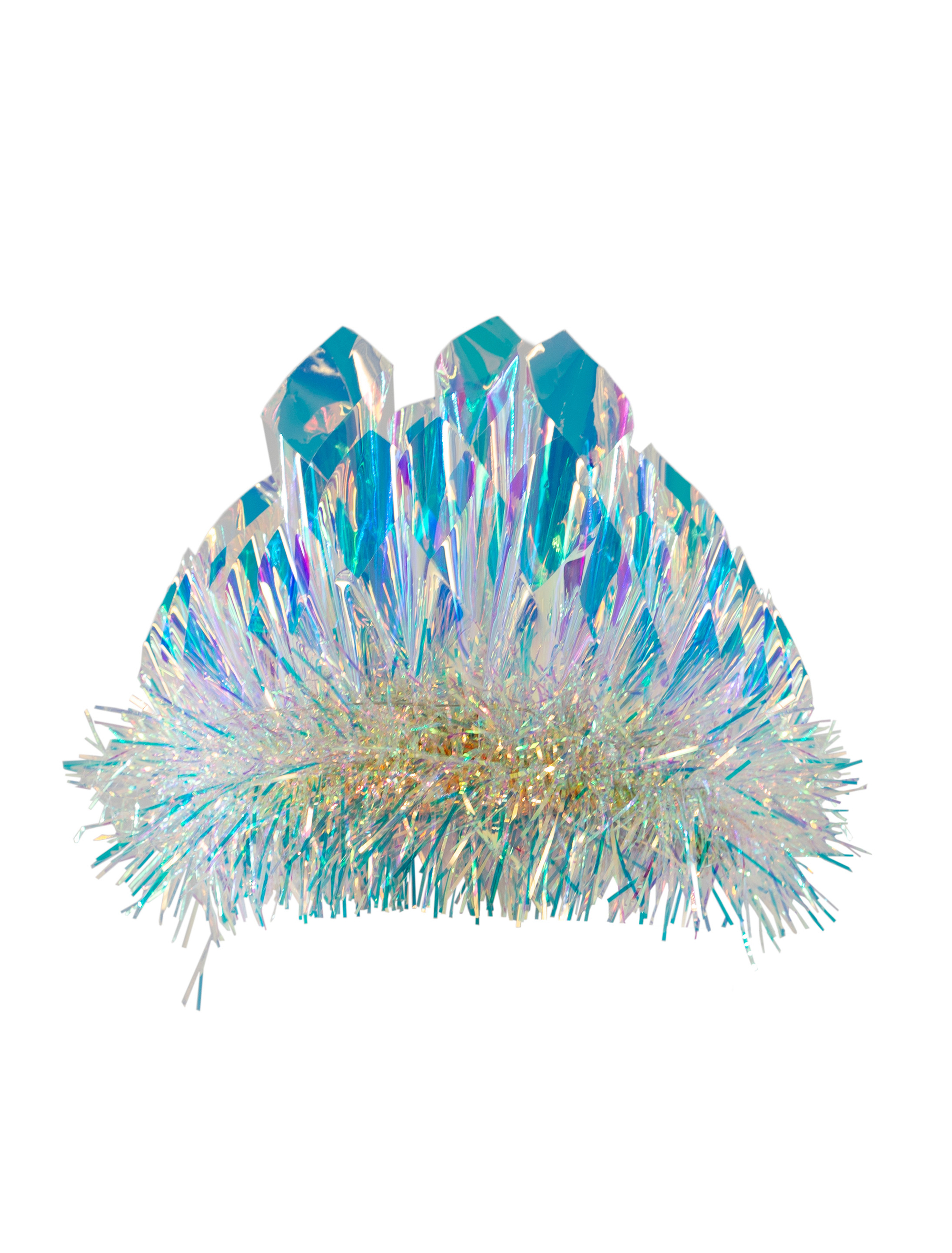 Haarreif holographisch mit Lametta und LED Damen bunt