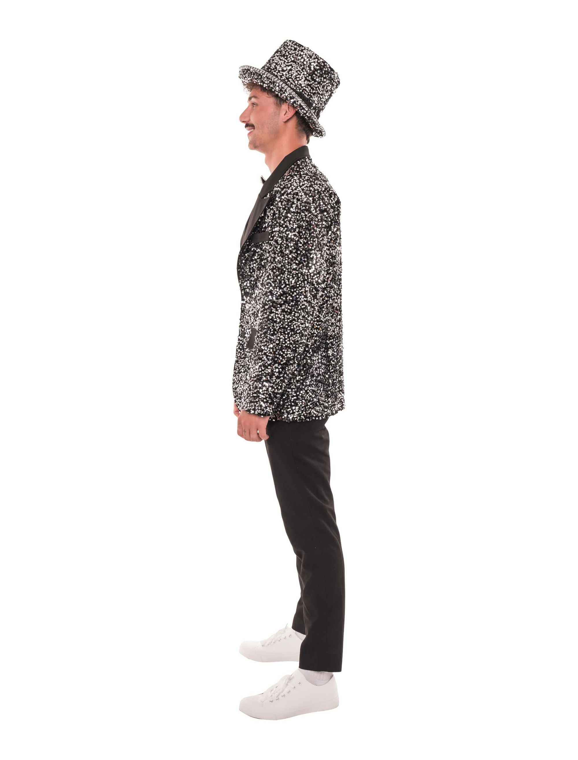 Jackett Pailletten Herren silber S