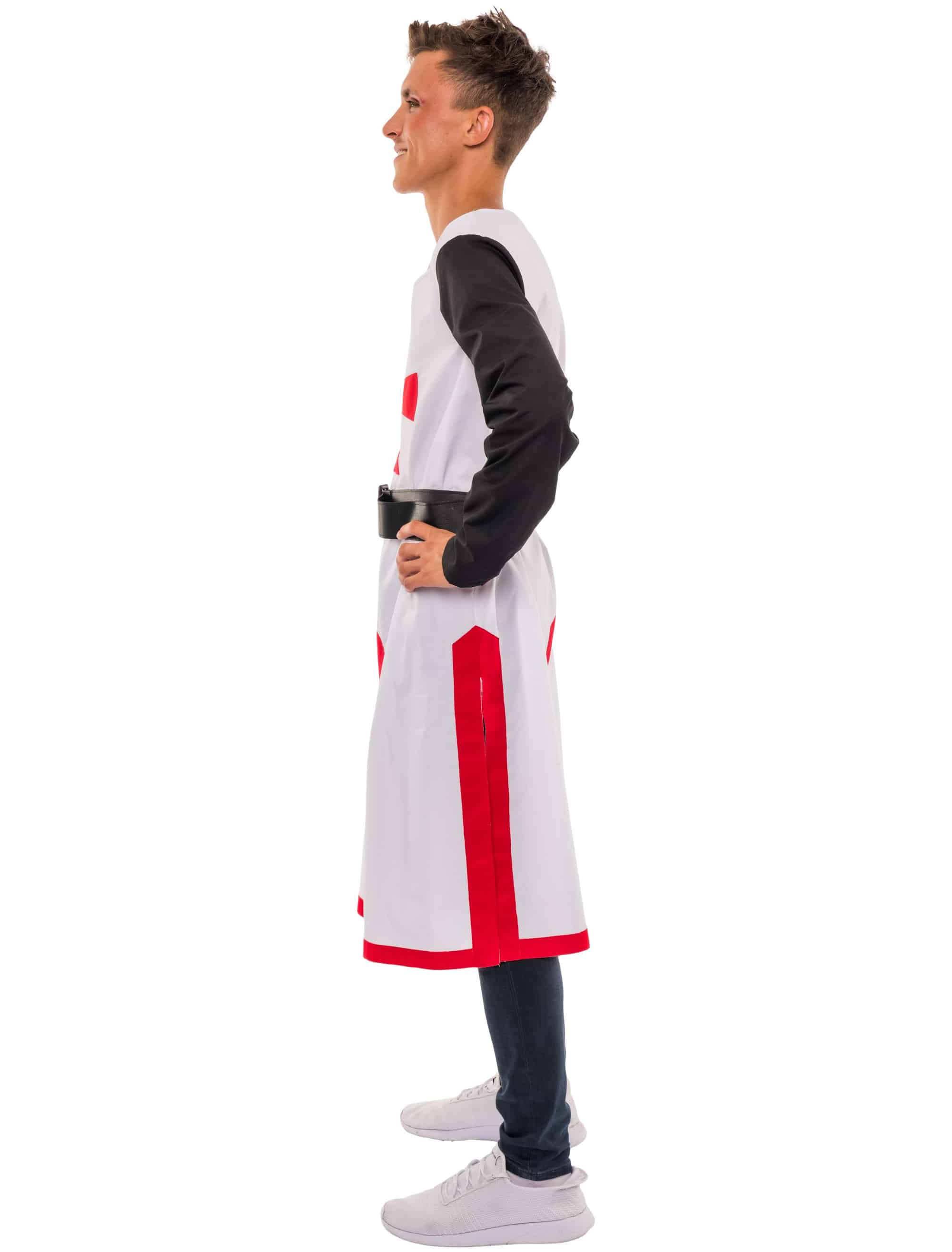 Kostüm Ritter mit Kreuz Herren schwarz/weiß/rot S/M