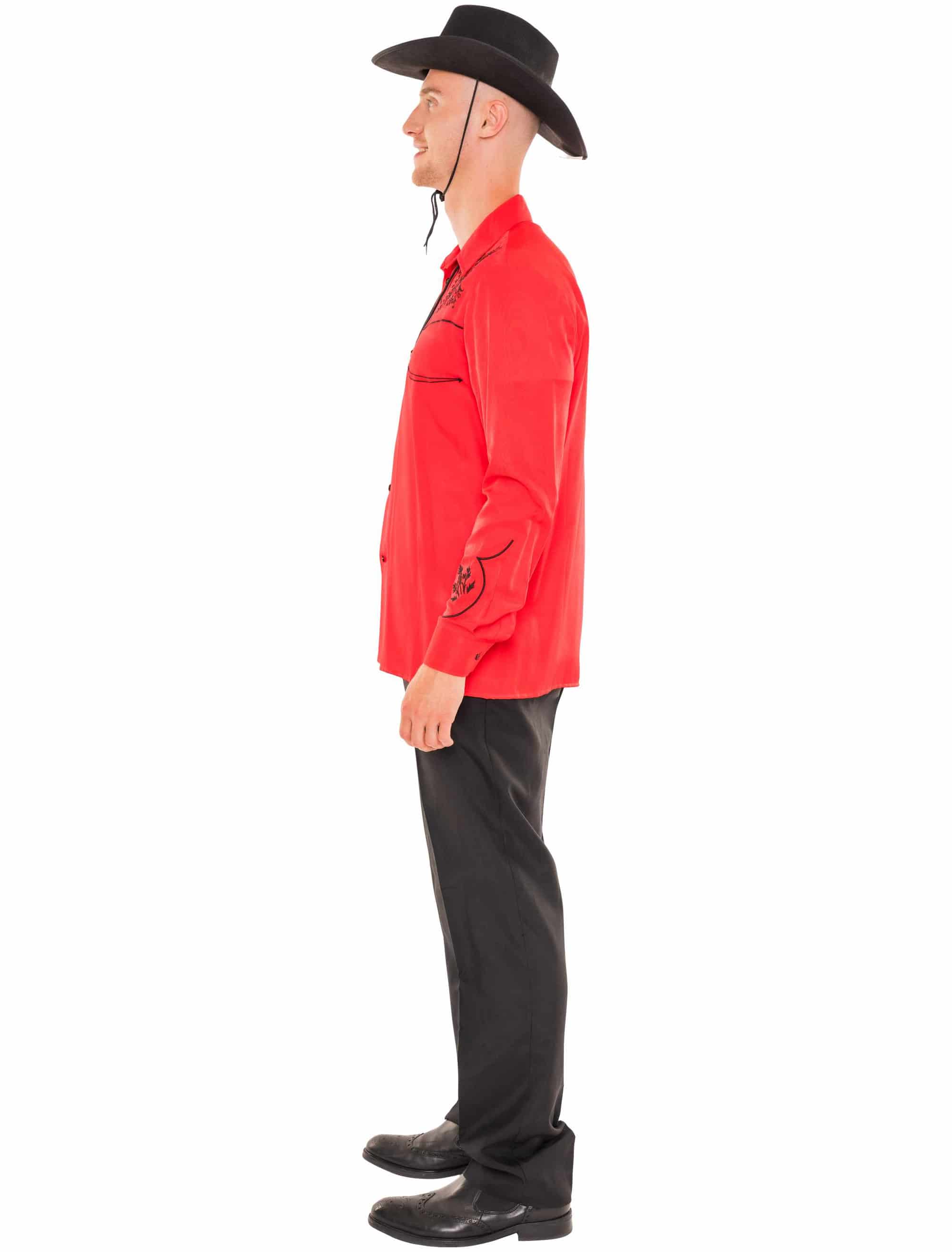 Hemd Cowboy mit Stickerei Herren rot S