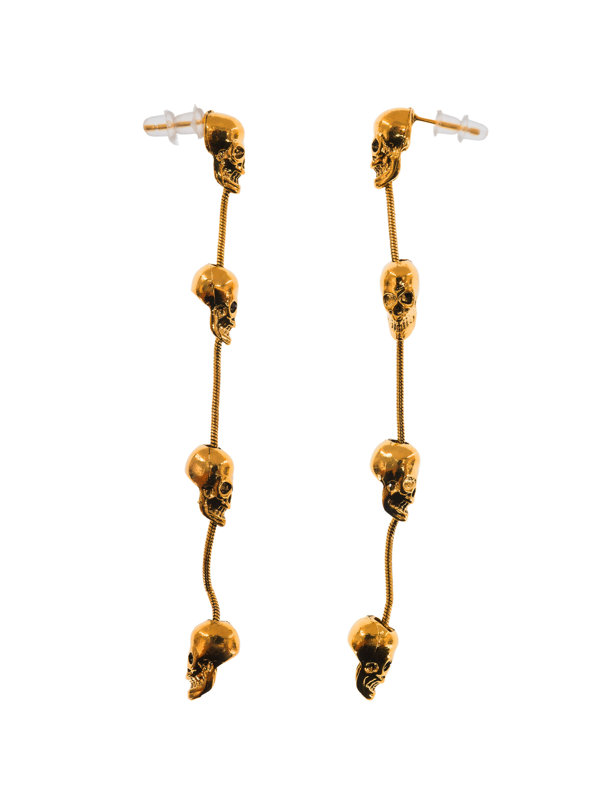 Ohrstecker Totenkopfkette gold