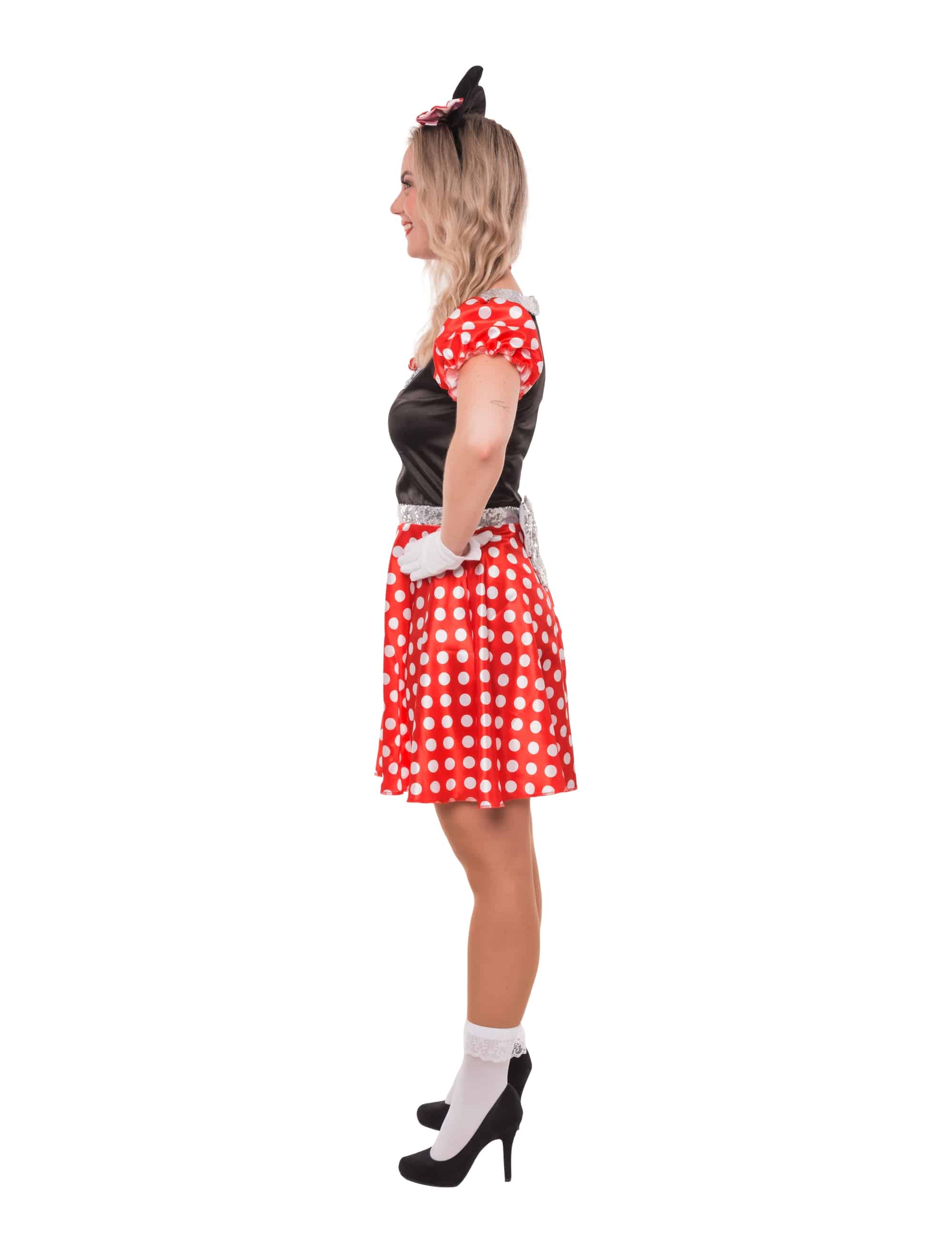 Kleid Maus Damen schwarz/weiß/rot 2XL