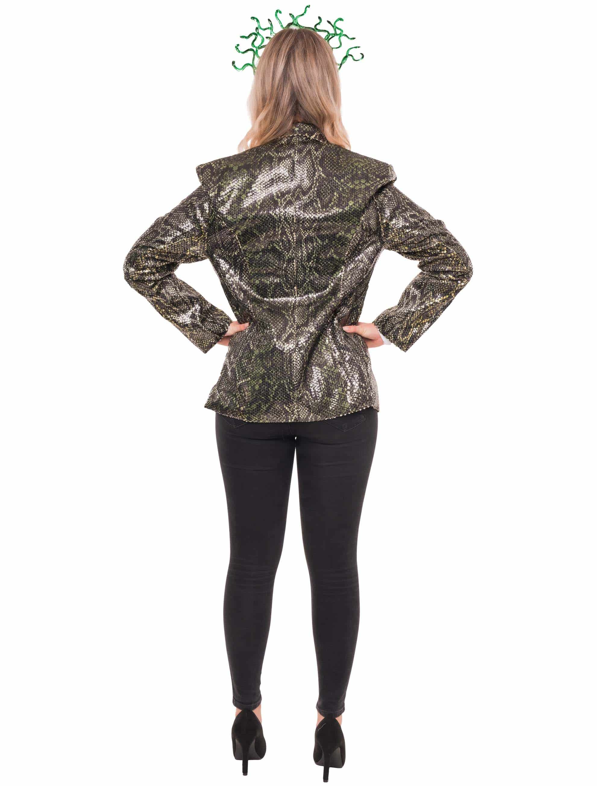 Jackett Schlange mit Pailletten Damen grün/schwarz S/M