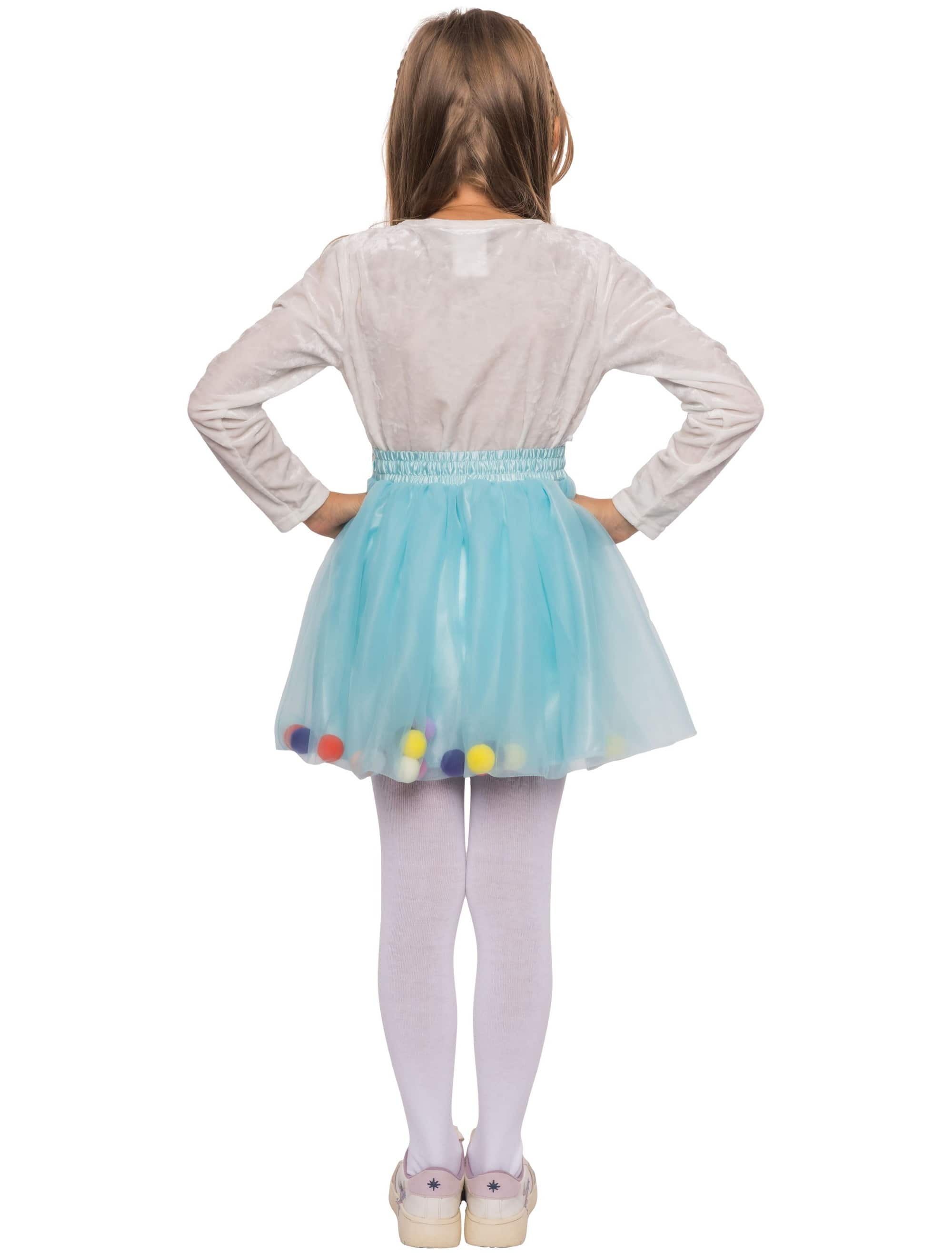 Petticoat mit bunten Pompoms Kinder türkis one size