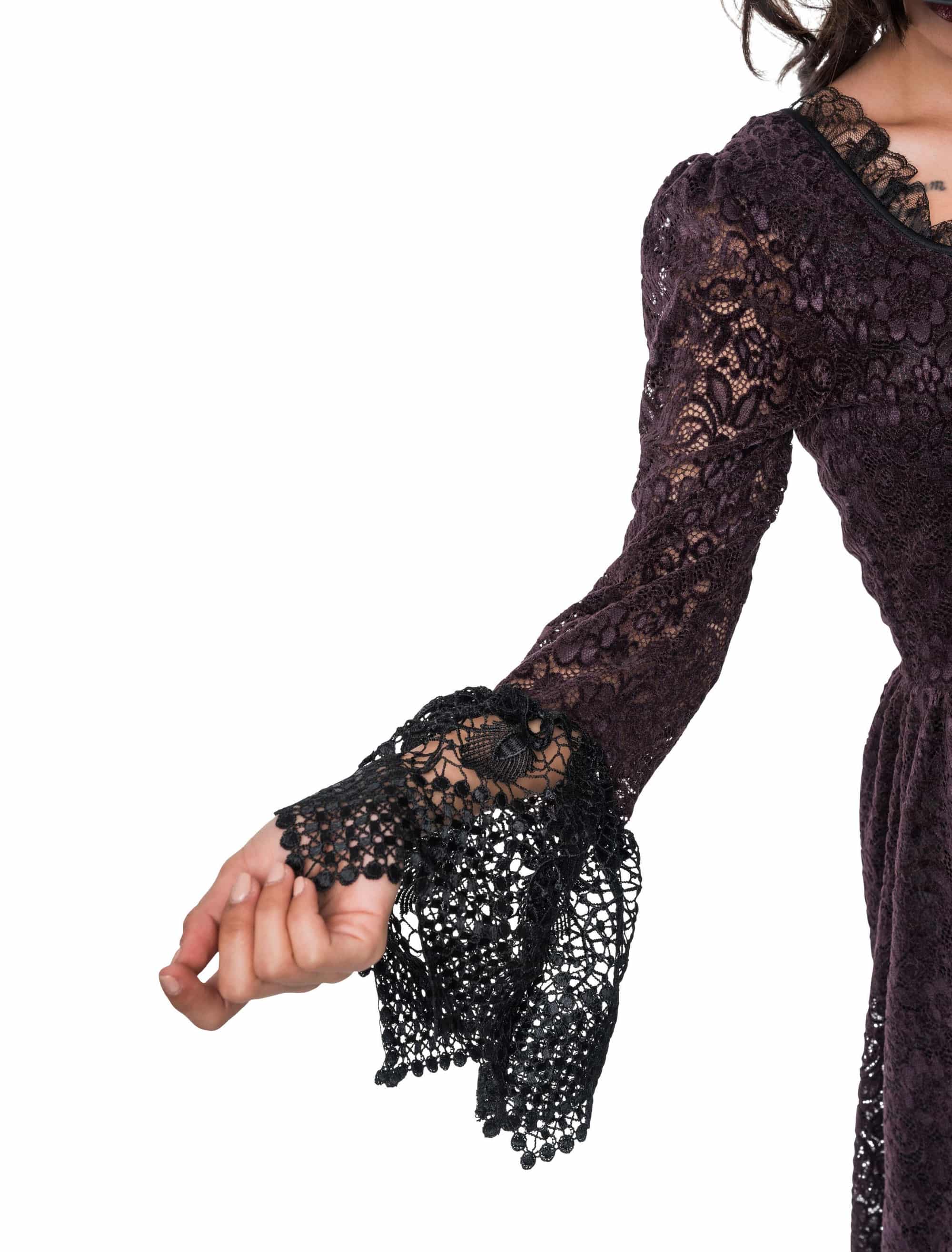 Spitzenkleid Hexe mit Schnürung Damen lila/schwarz S
