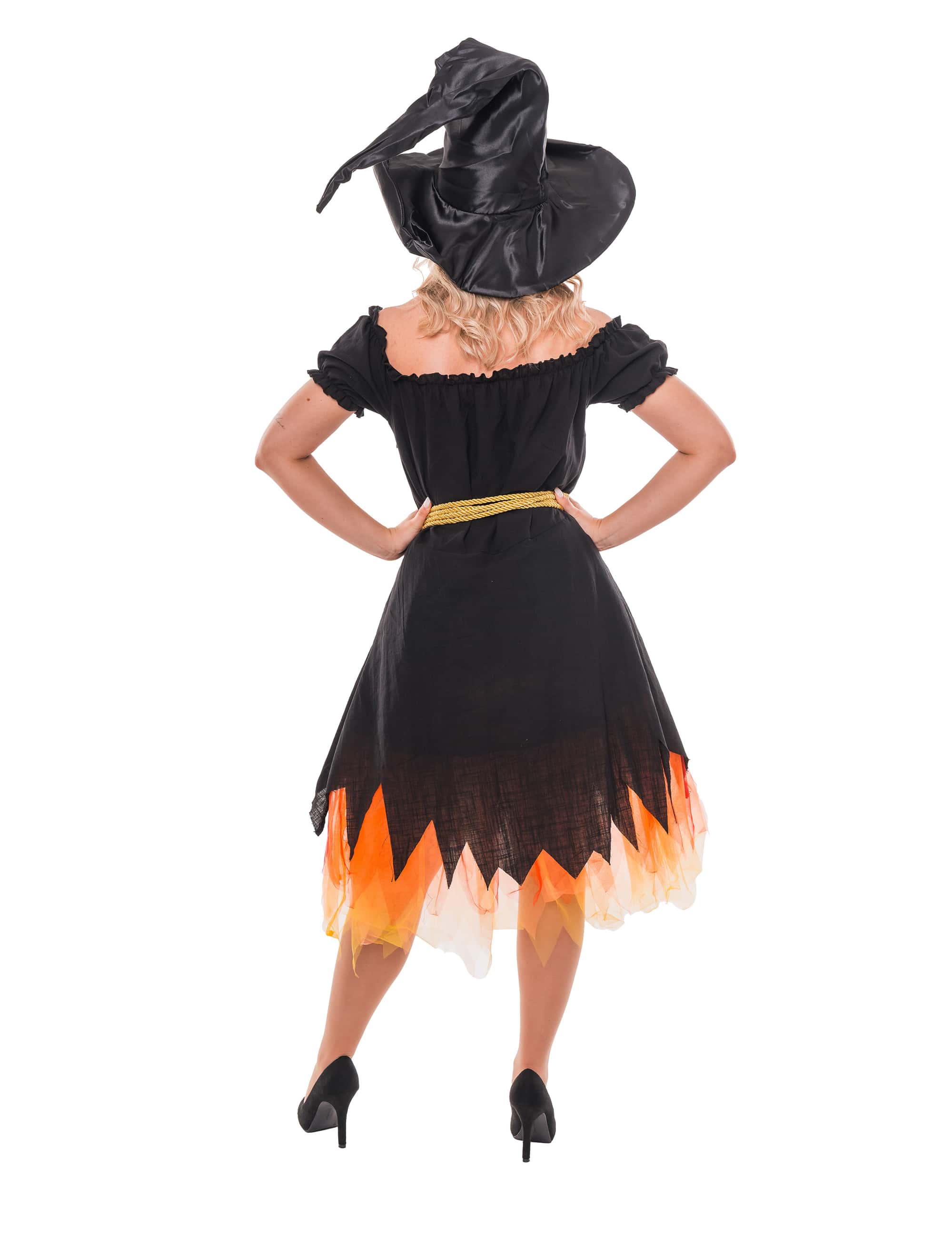 Kleid brennende Hexe schwarz XS