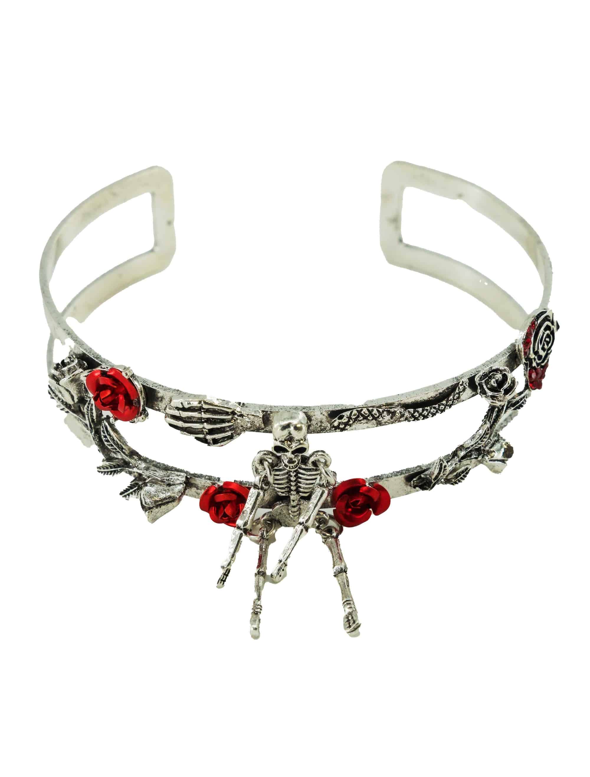 Armreif Skelett mit Blumen silber