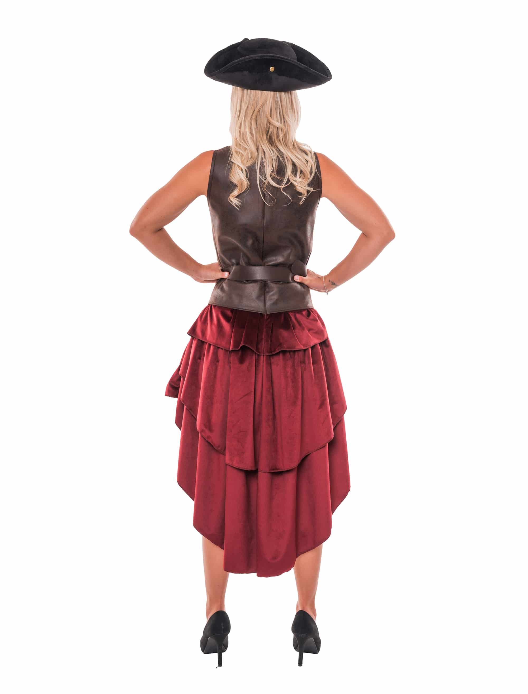 Kleid Piratin mit Schnallen 2-tlg. Damen braun/rot L/XL