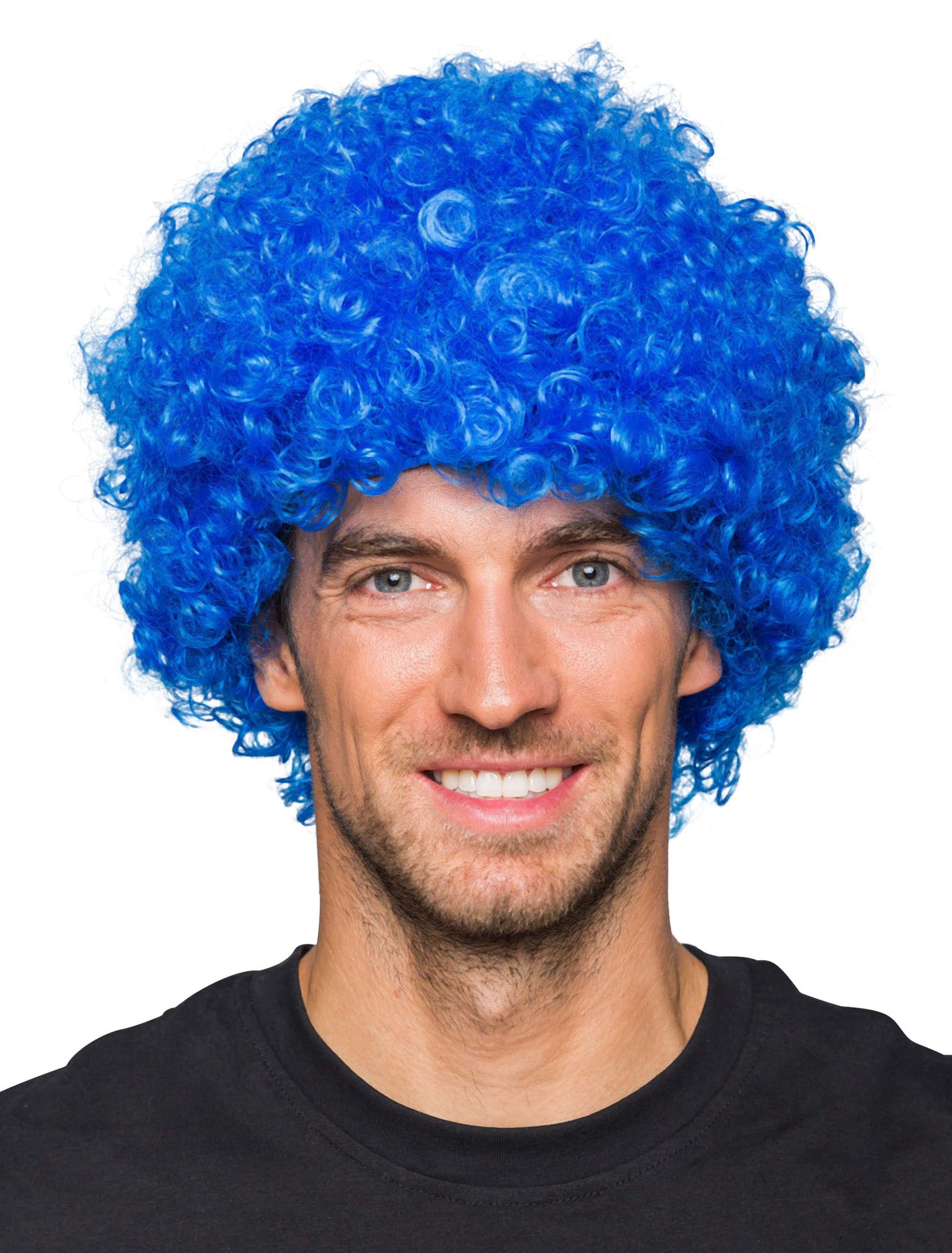 Perücke Clown Locken blau one size