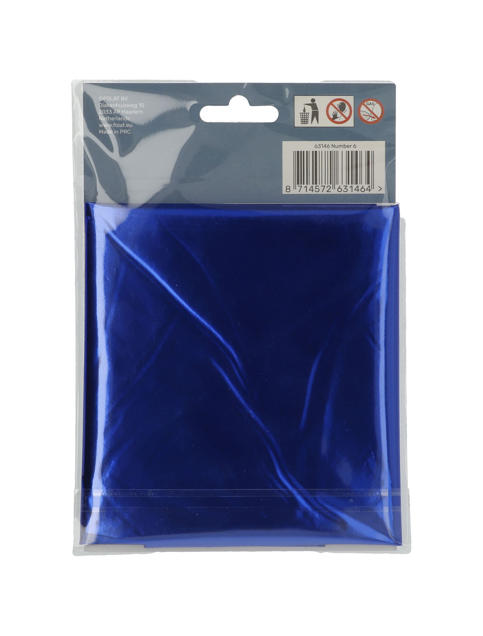 Folienballon Zahl 6 L blau