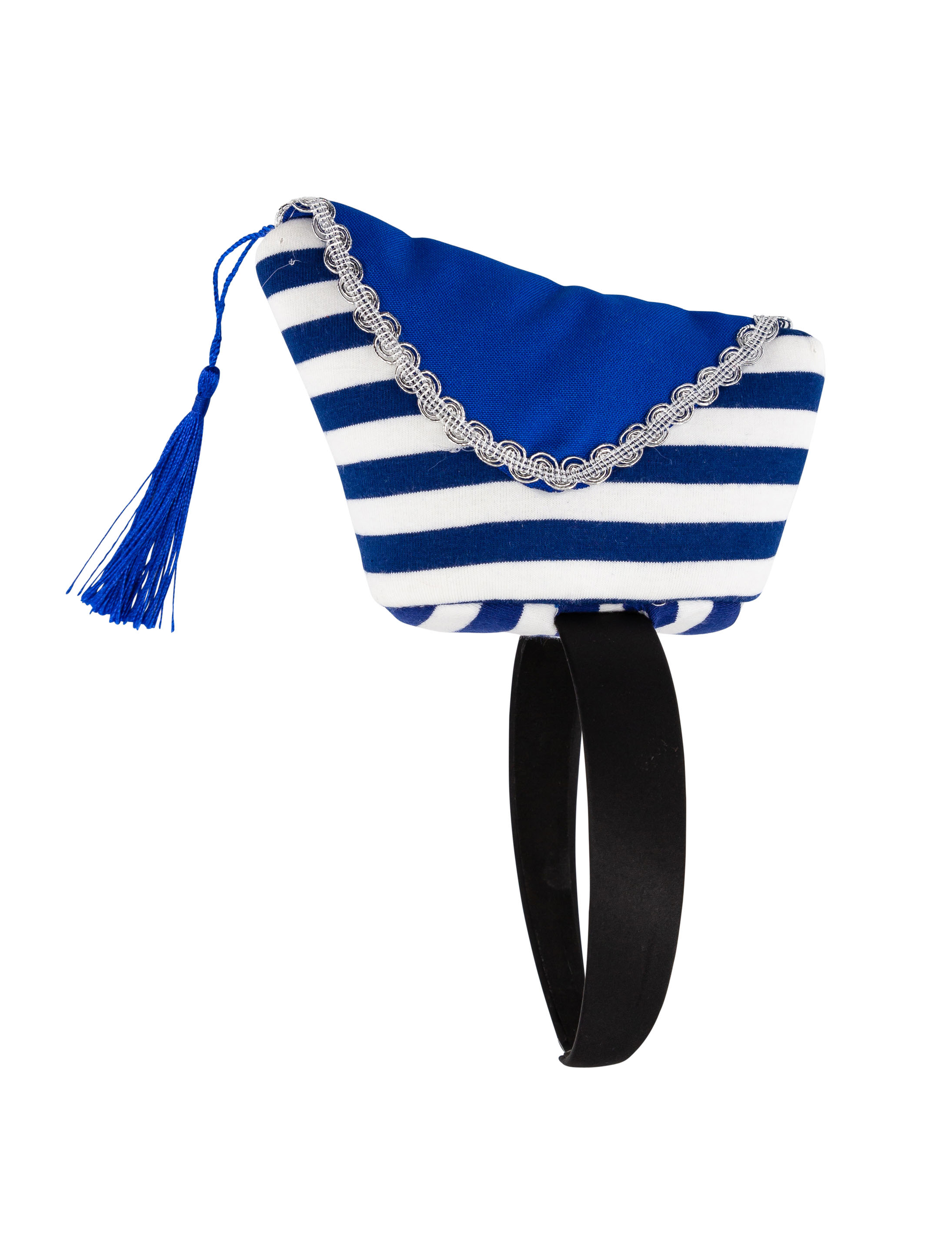 Haarreif Mini Komiteemütze gestreift Damen weiß/blau