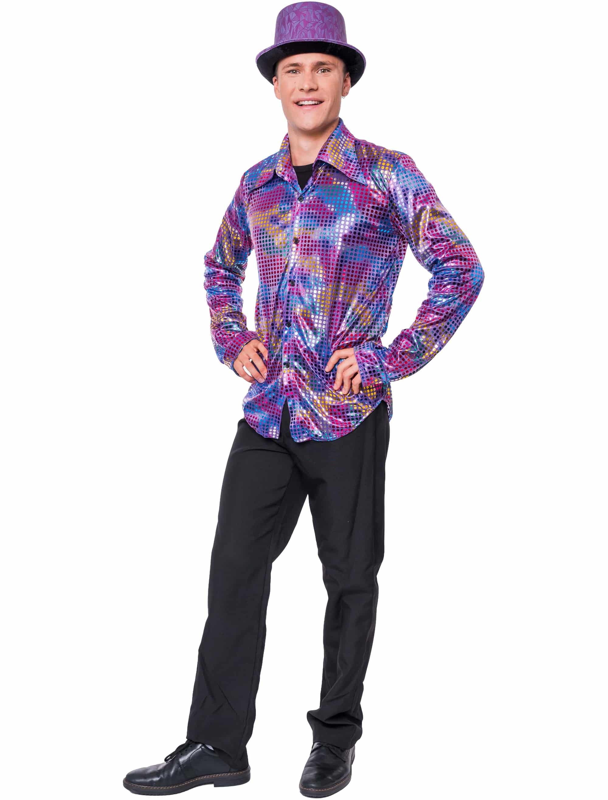 Hemd Disco Gepunktet Herren lila M/L