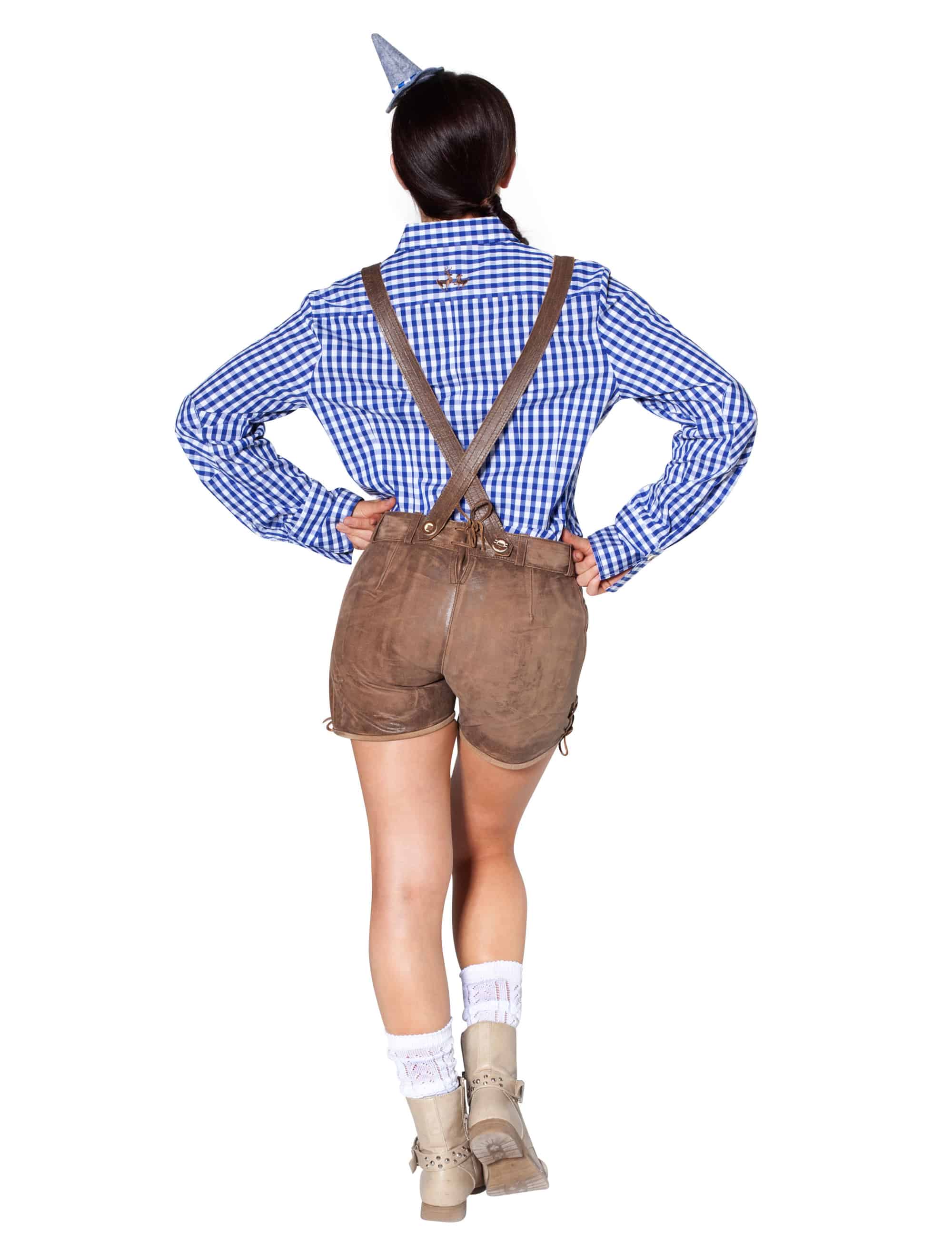 Trachtenbluse kariert Damen blau/weiß 46
