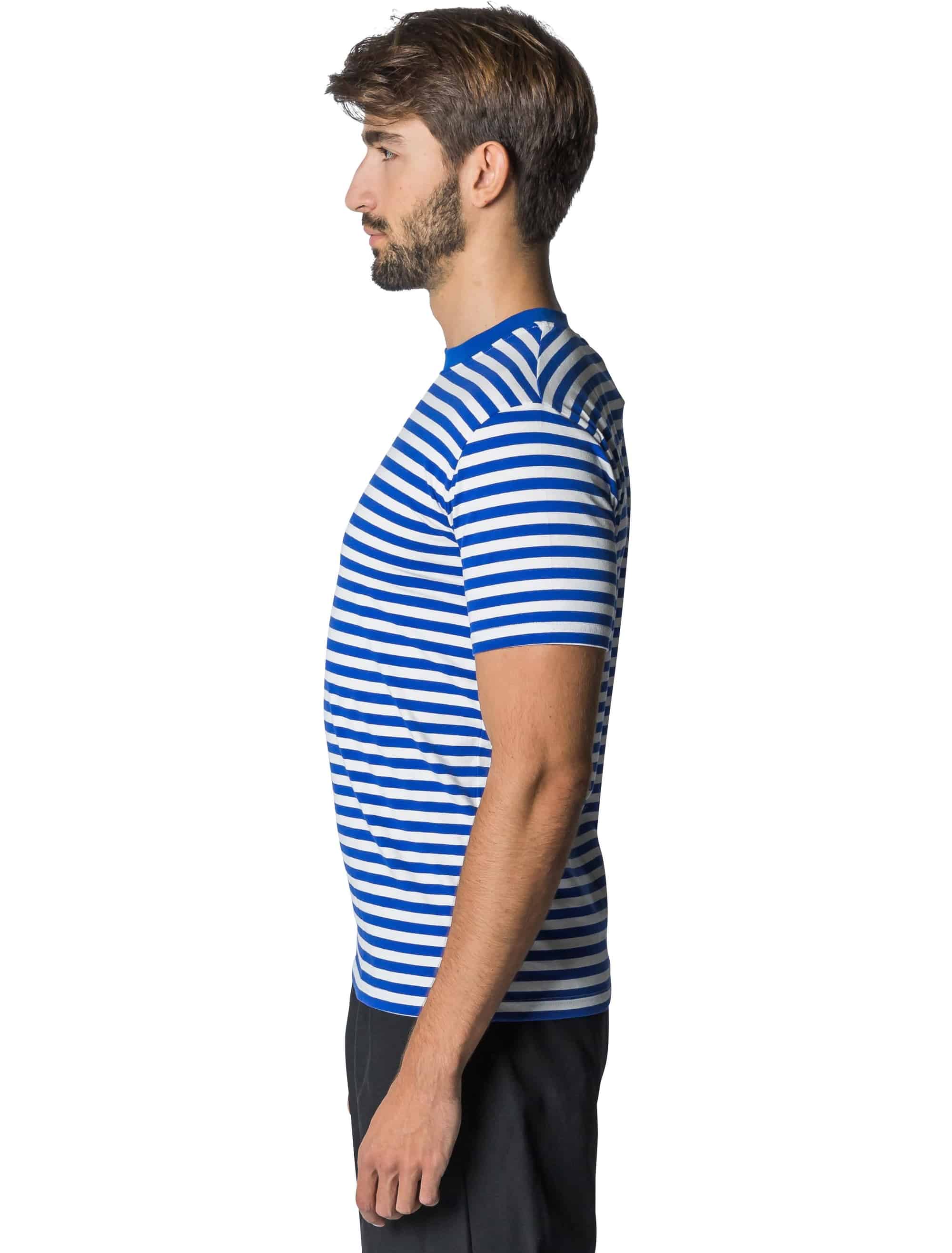 Ringelpulli kurzarm Unisex blau/weiß S