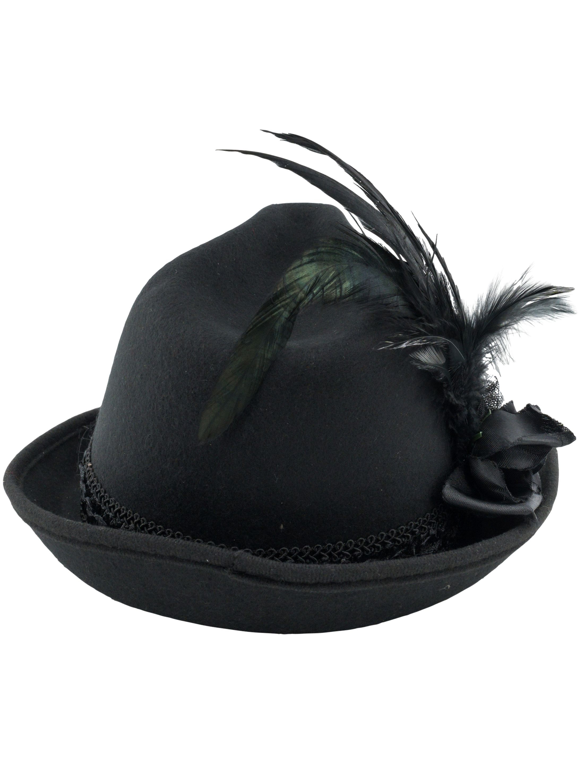Hut mit Feder Damen schwarz 58