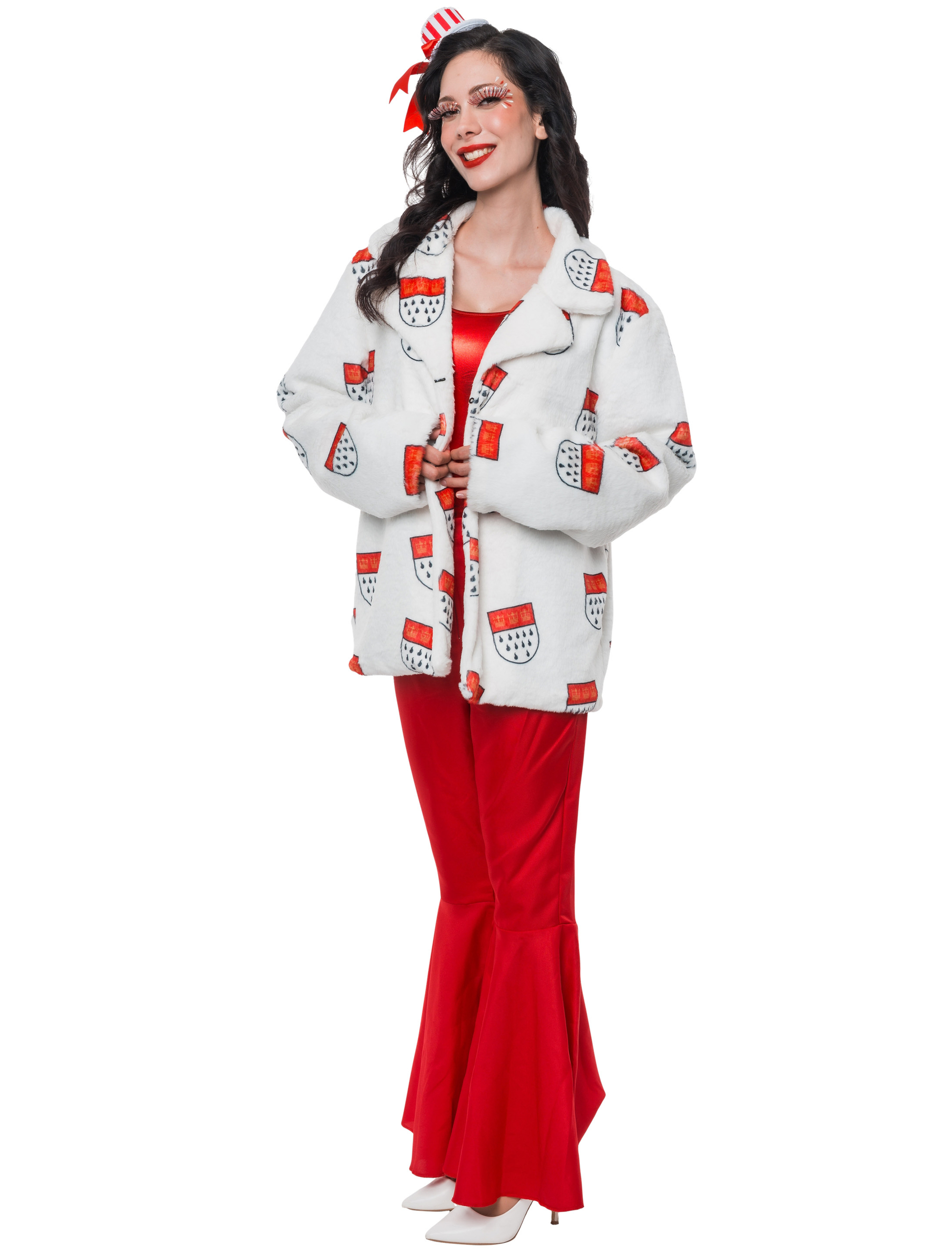 Jacke Kunstfell Kölle Damen weiß/rot L/XL