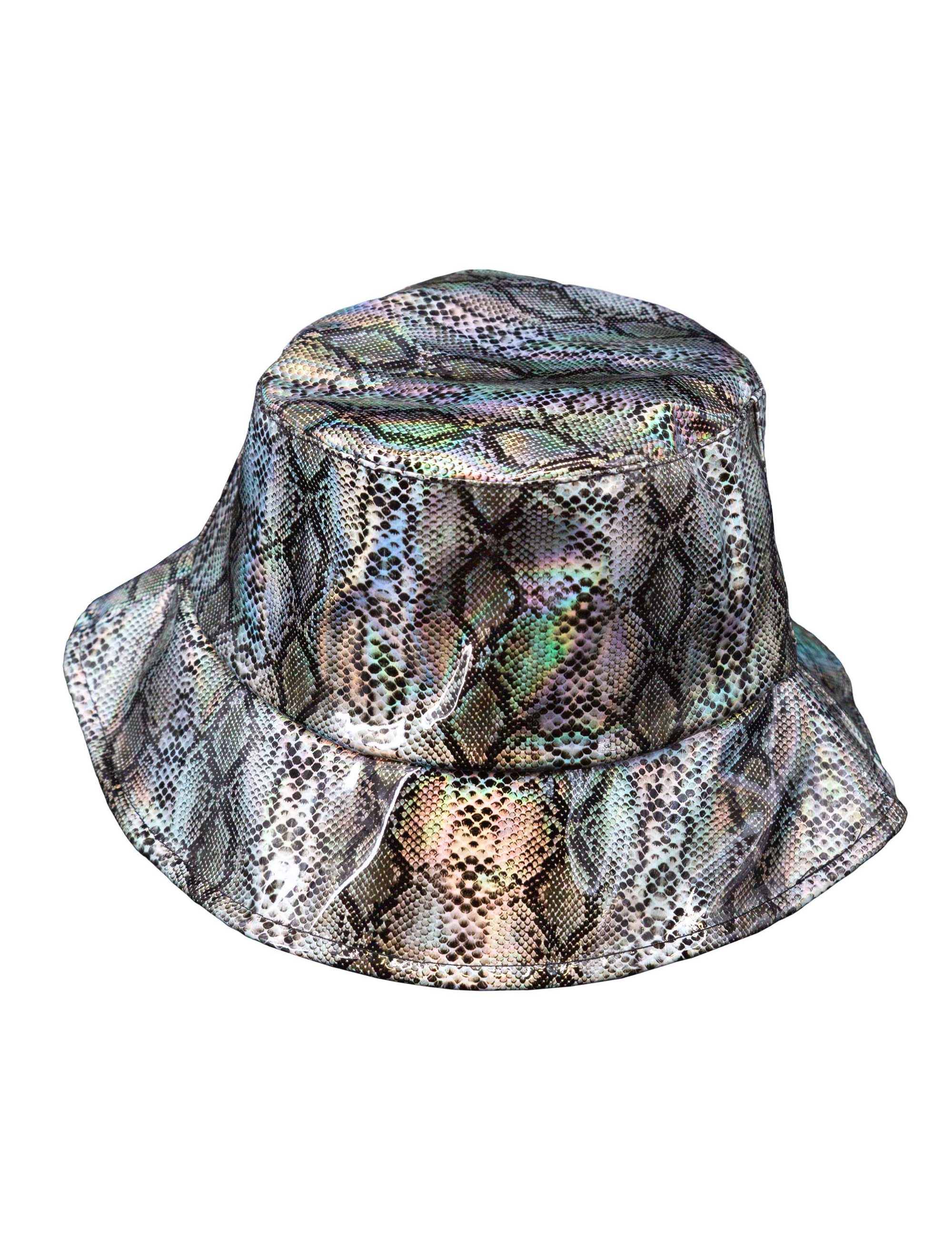 Fischerhut Holo Reptil schwarz/silber one size