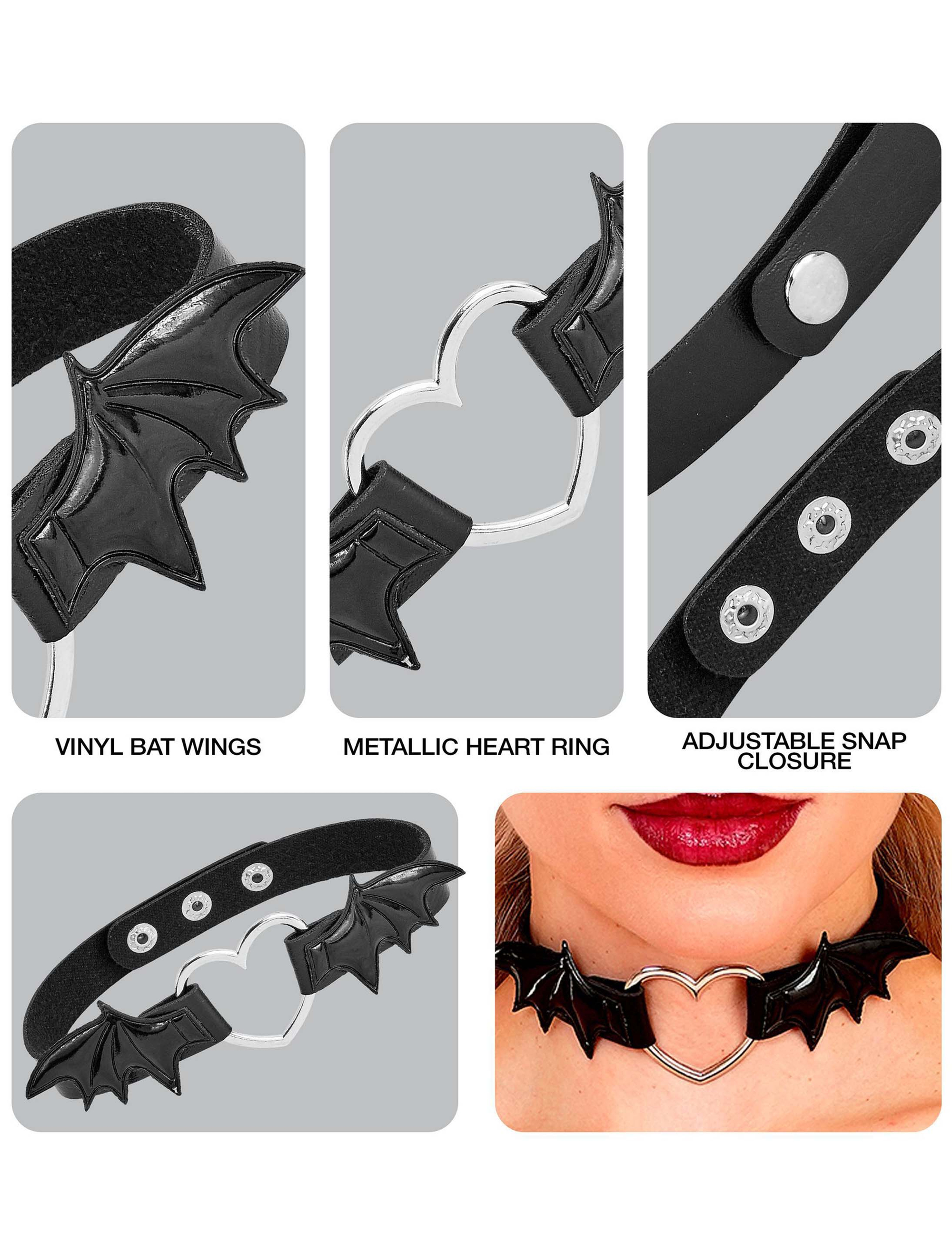 Choker mit Herz und Fledermausflügeln schwarz