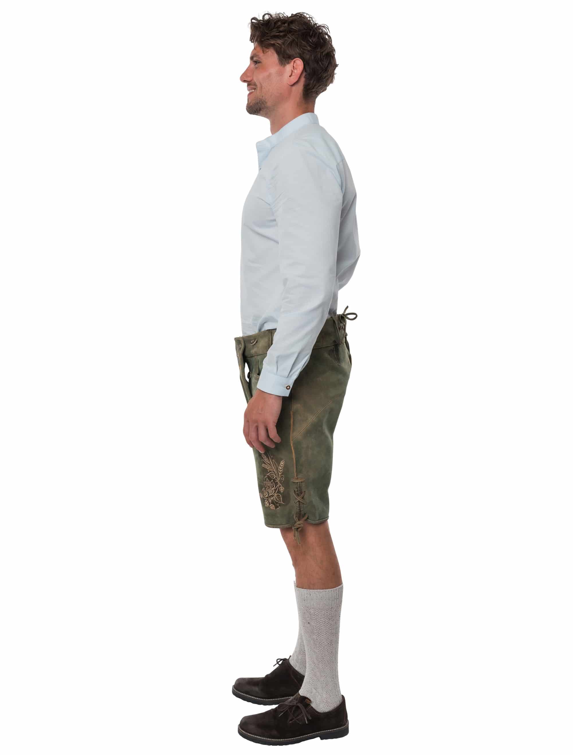 Lederhose kurz mit Blumen Herren grün S