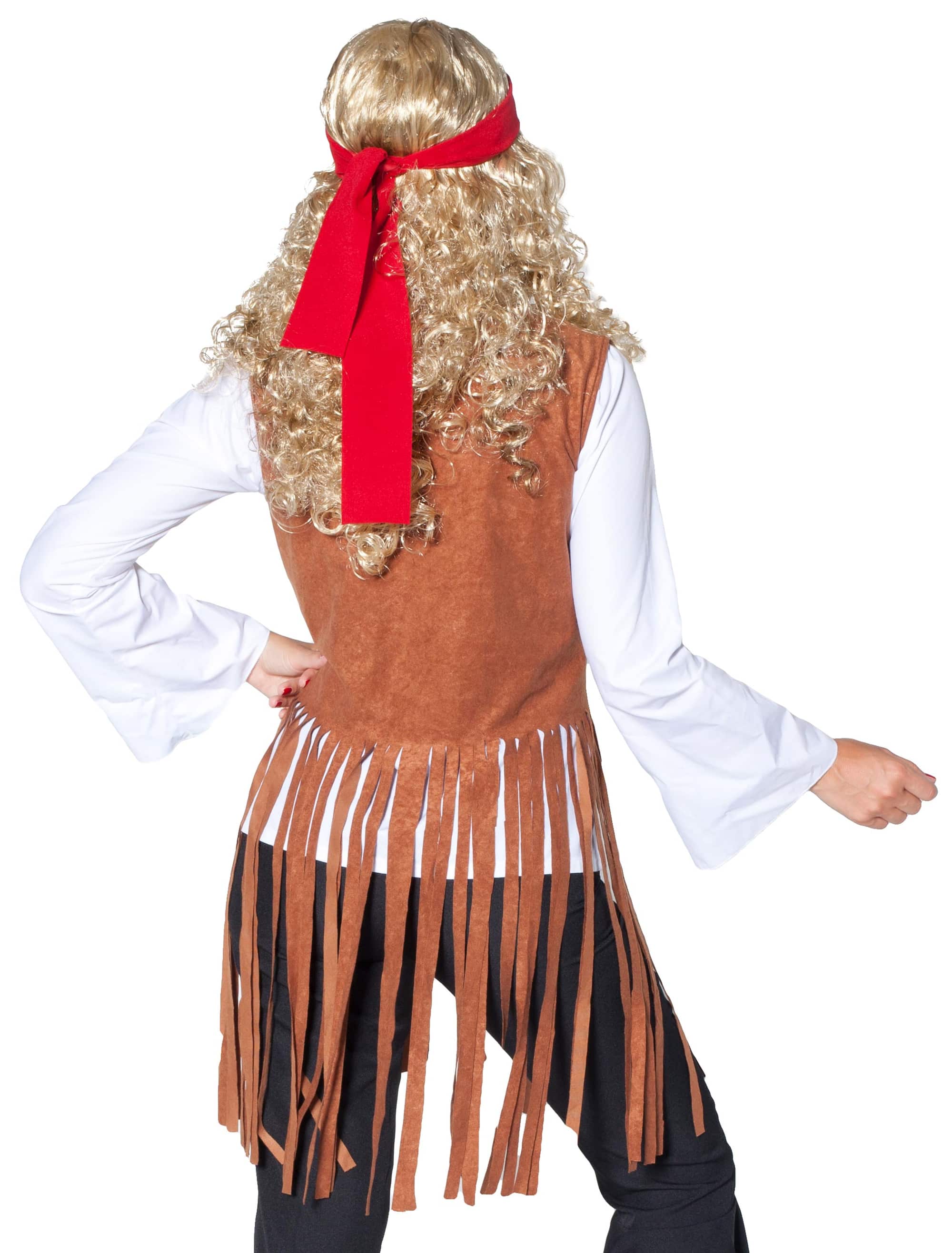 Weste Fransen Damen braun 48-50