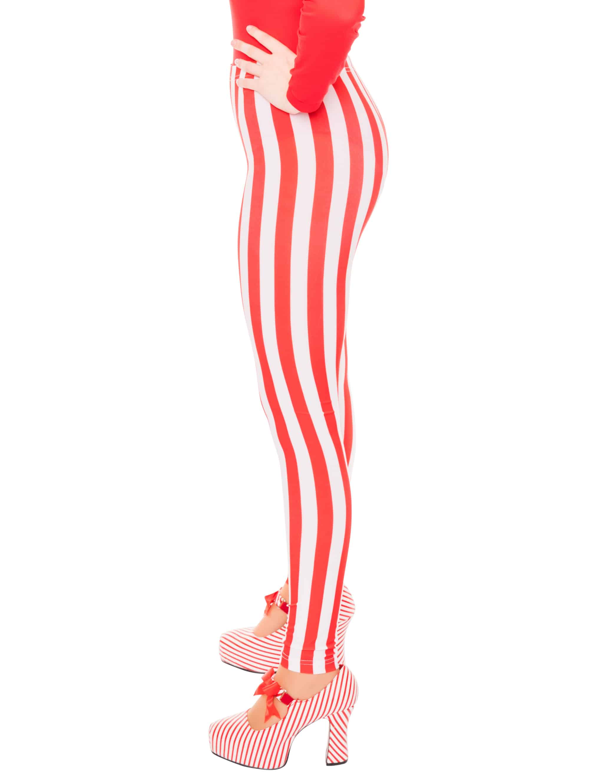 Leggings gestreift Damen rot/weiß 2XL/3XL