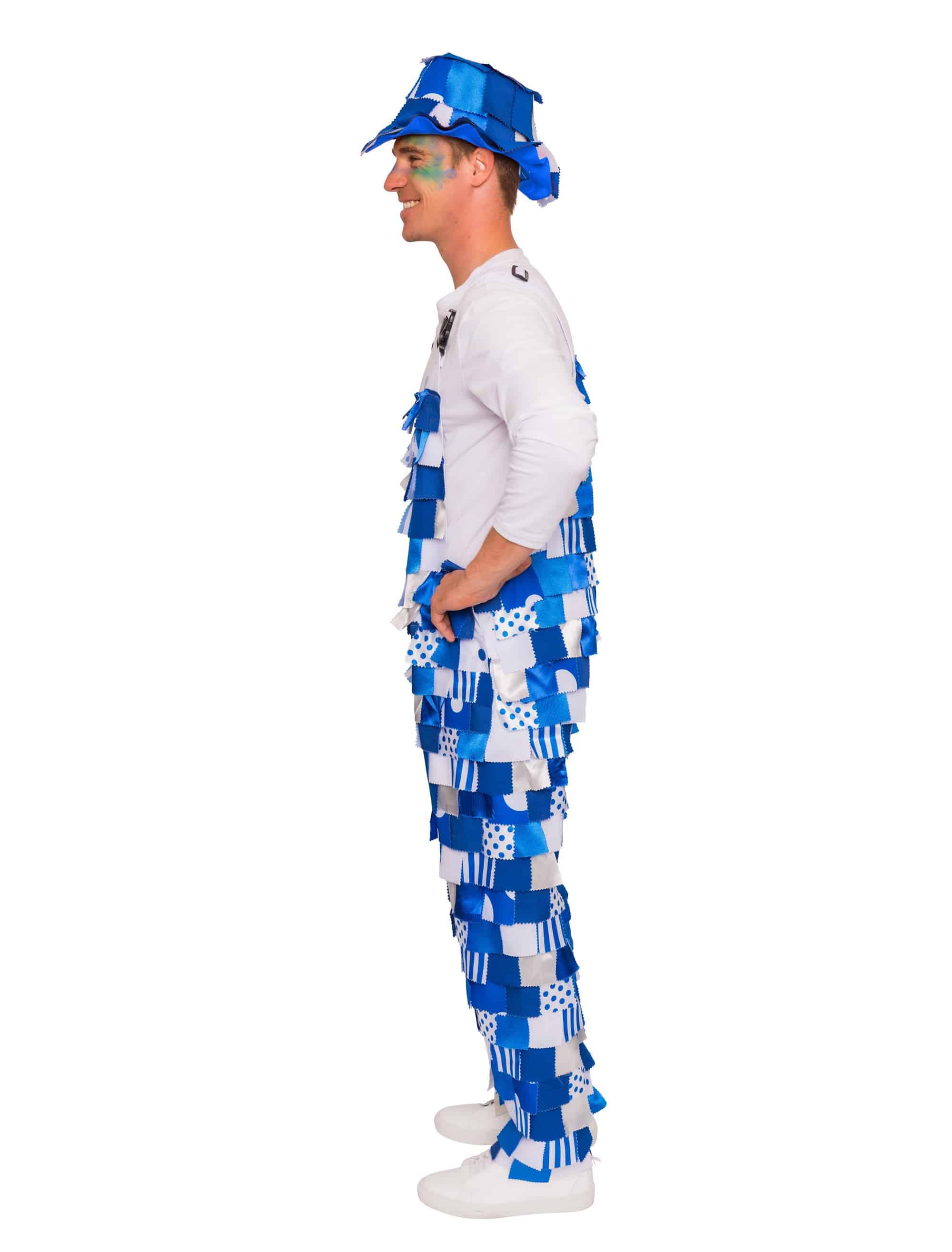 Latzhose Lappen weiß/blau 50