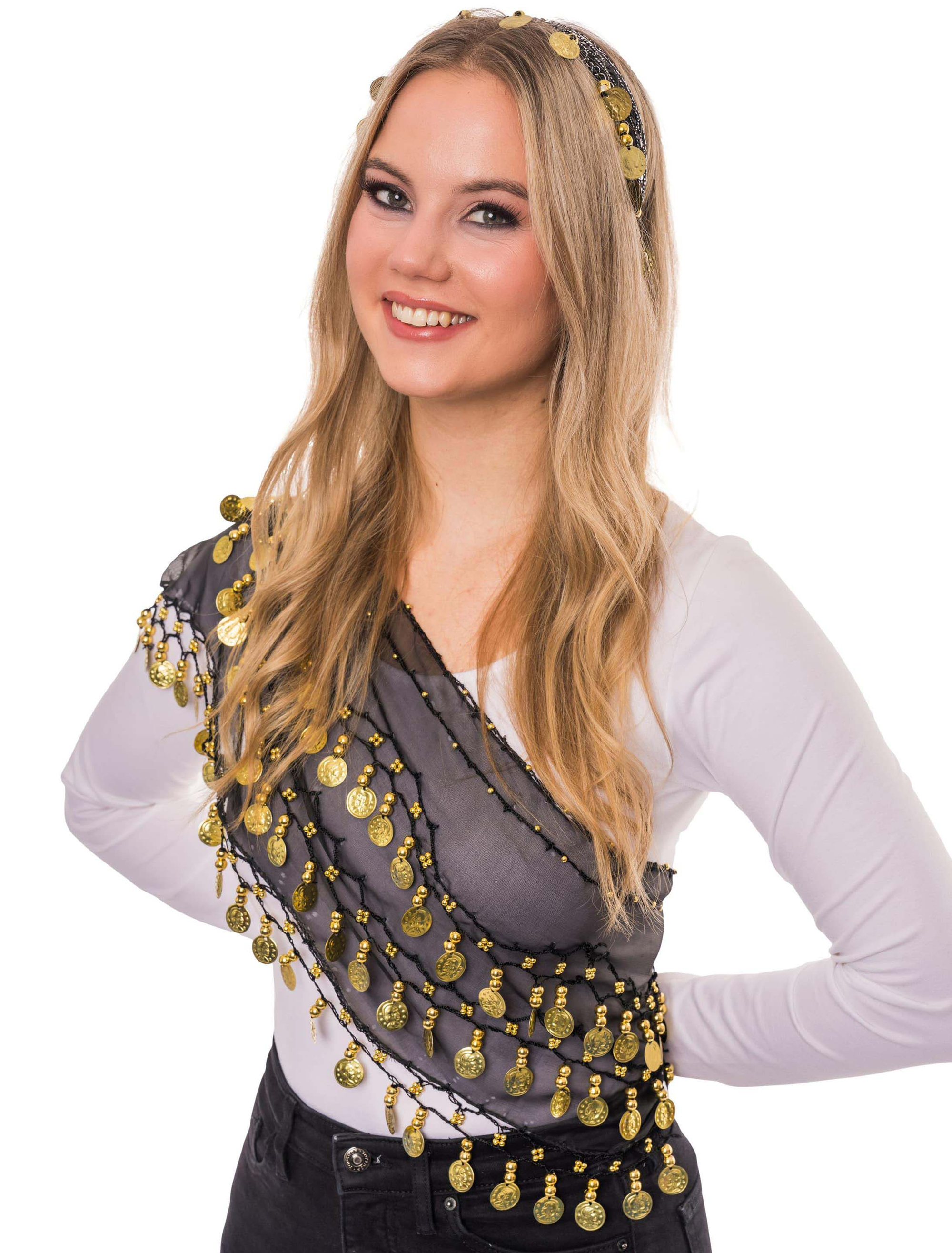 Set Wahrsagerin schwarz mit Münzen