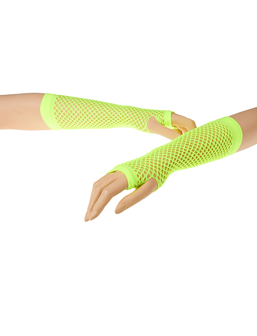 Netzhandschuhe fingerlos lang neongrün