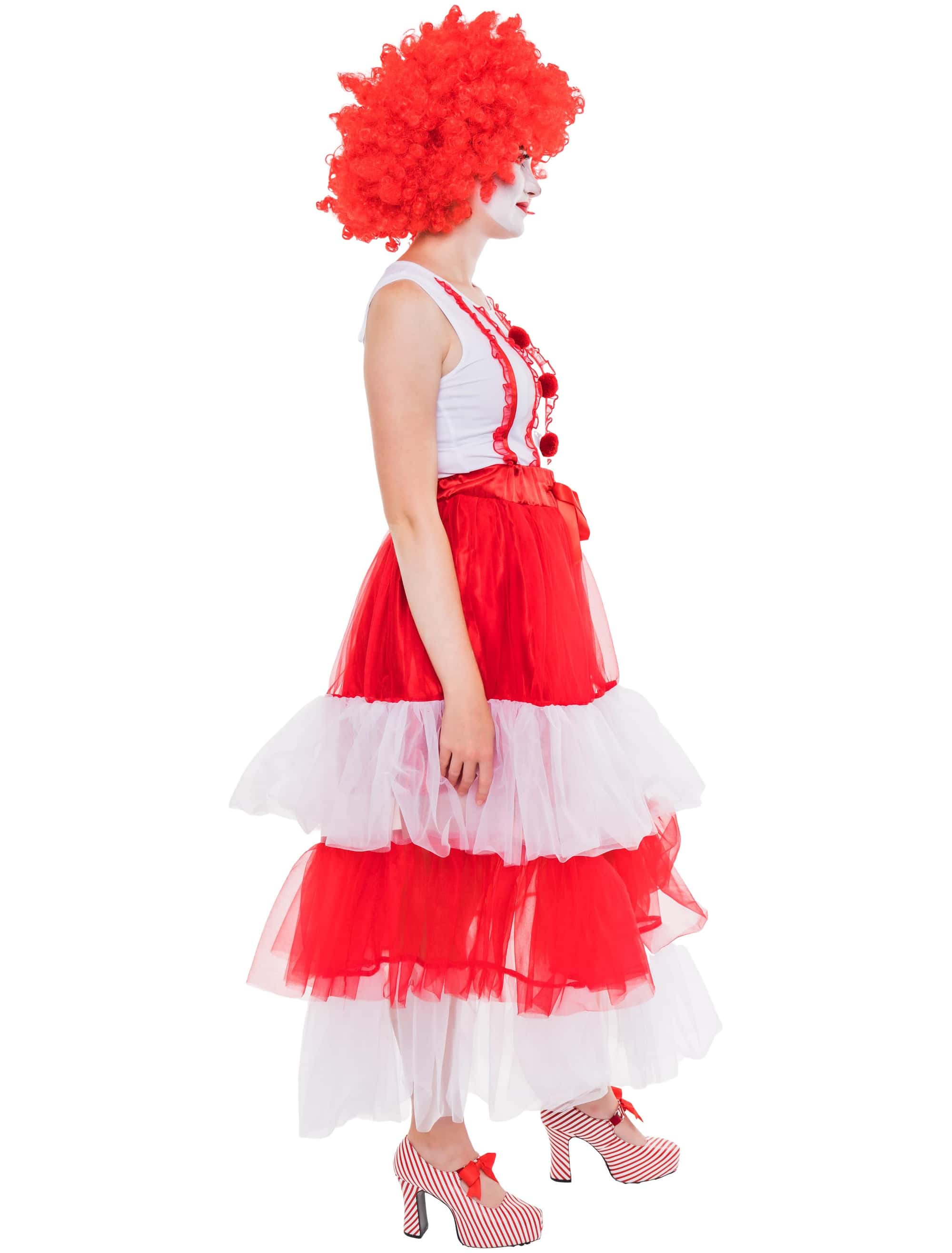 Tüllrock lang Damen rot/weiß one size