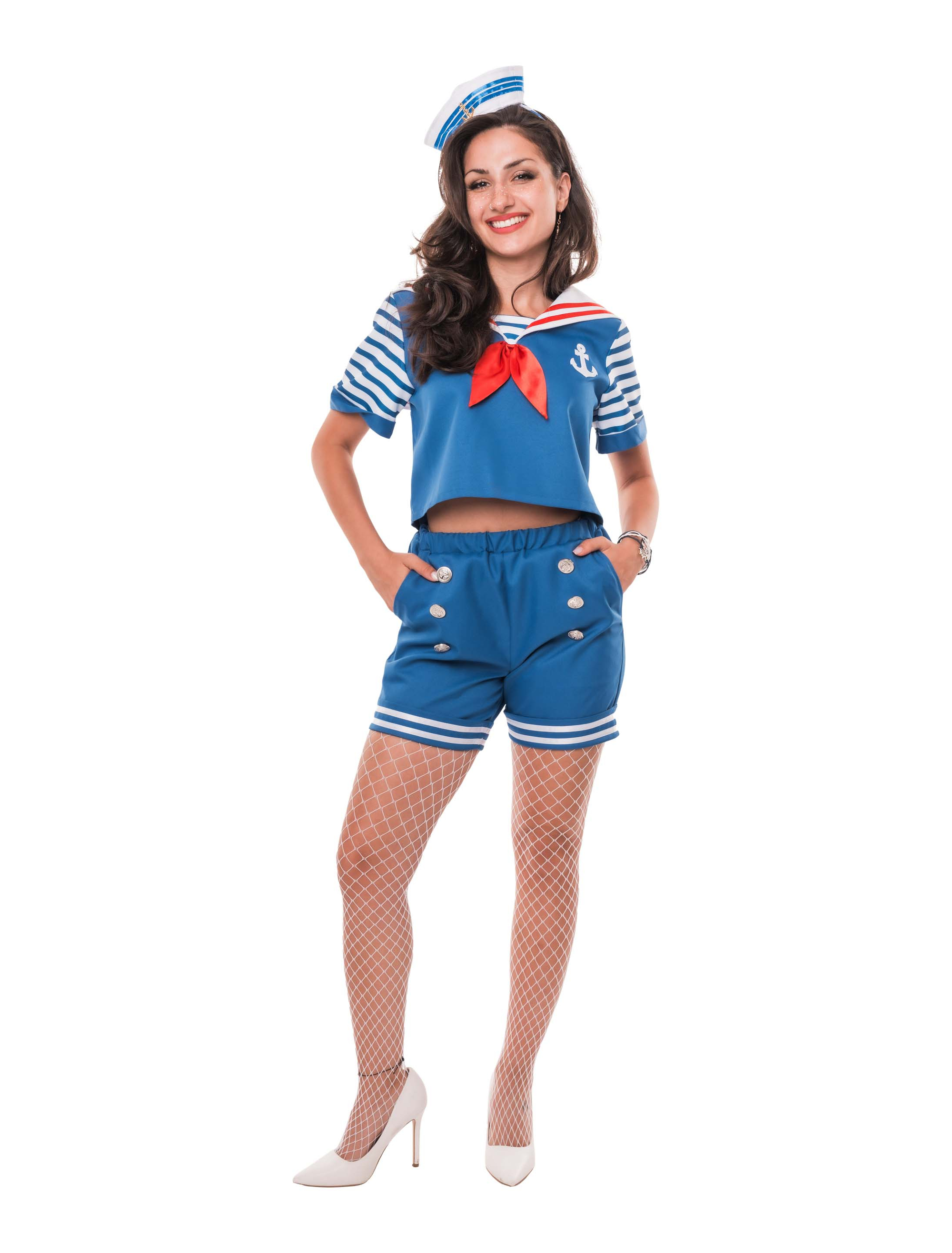 Cropped Top Matrosin blau/weiß M