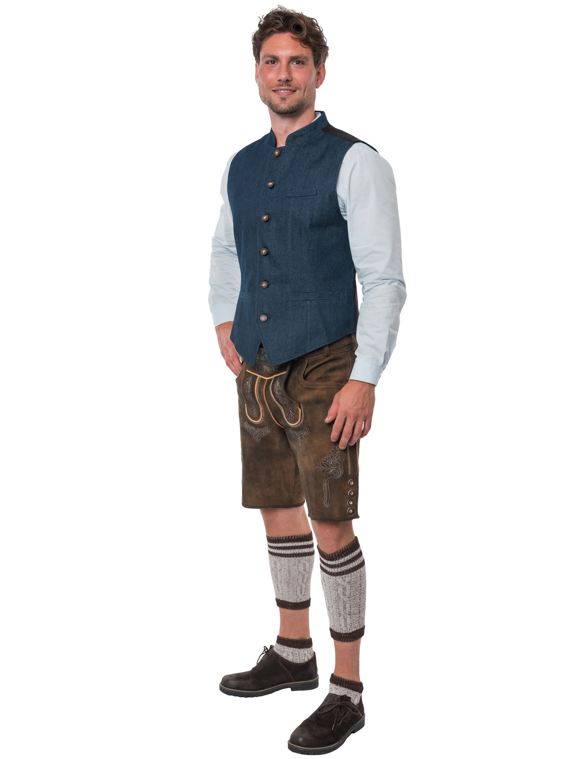 Trachtenweste Theo Jeans Herren blau S