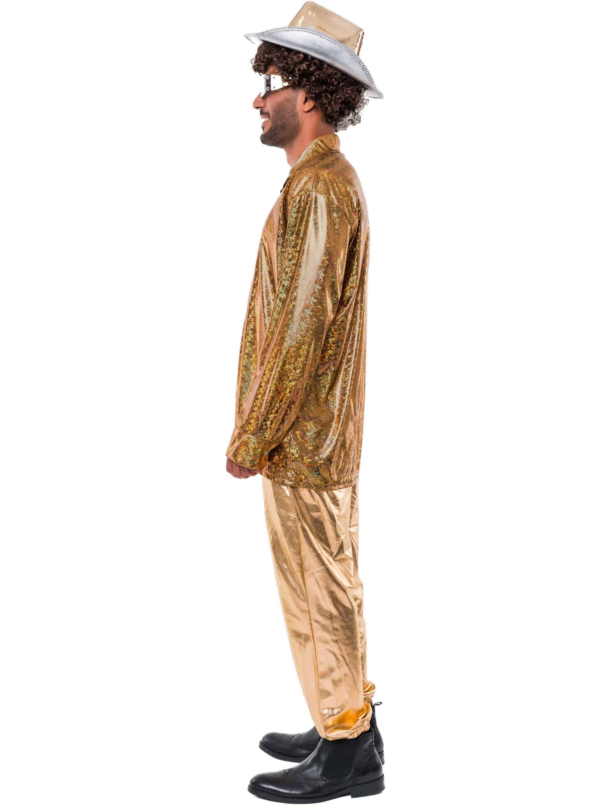 Hemd irisierend Metallic Herren gold M/L