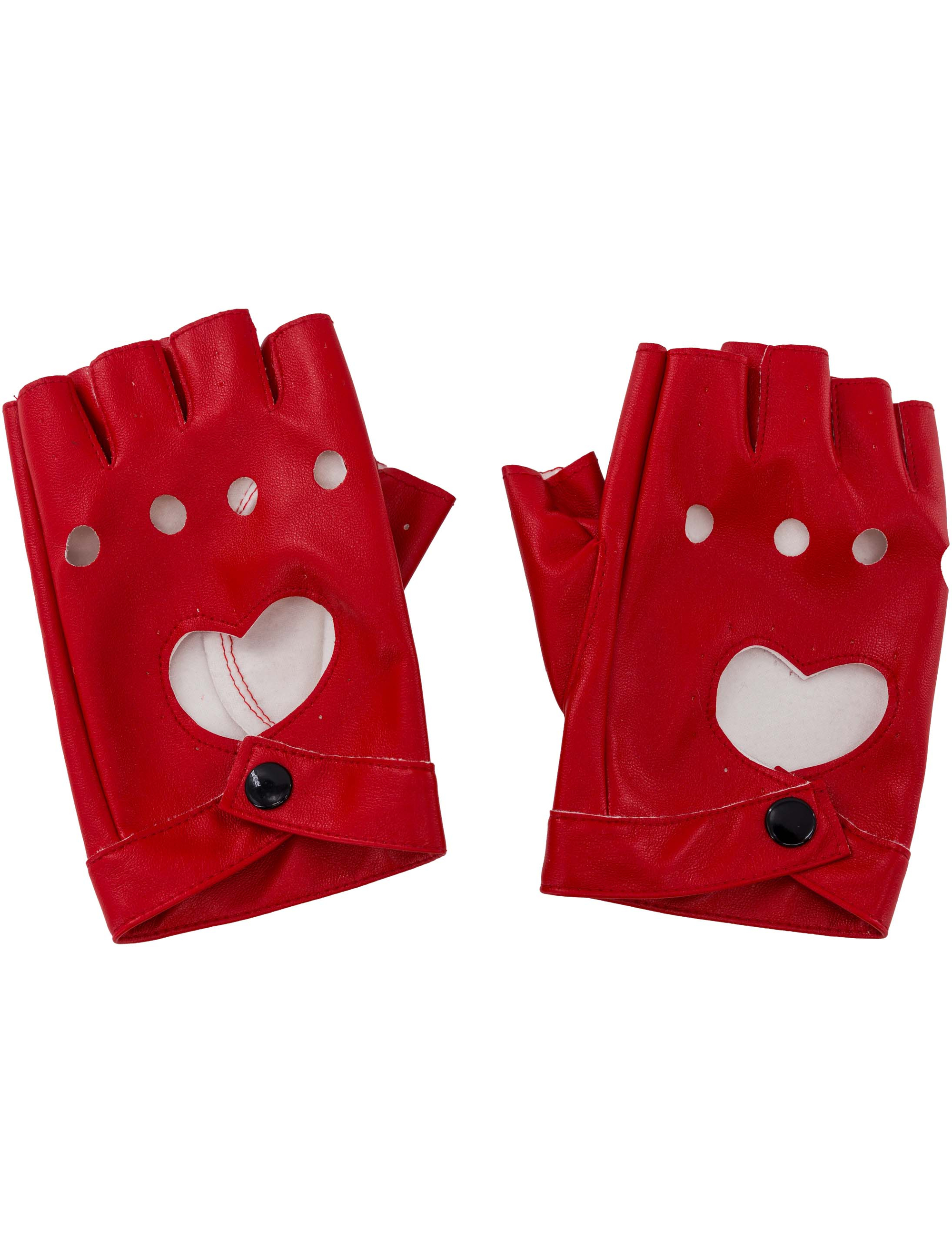 Handschuhe fingerlos mit Herz rot