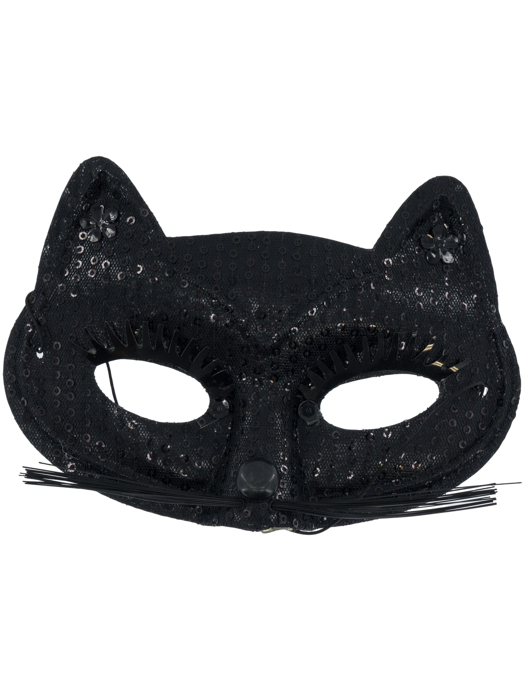 Katzenmaske mit Pailletten schwarz
