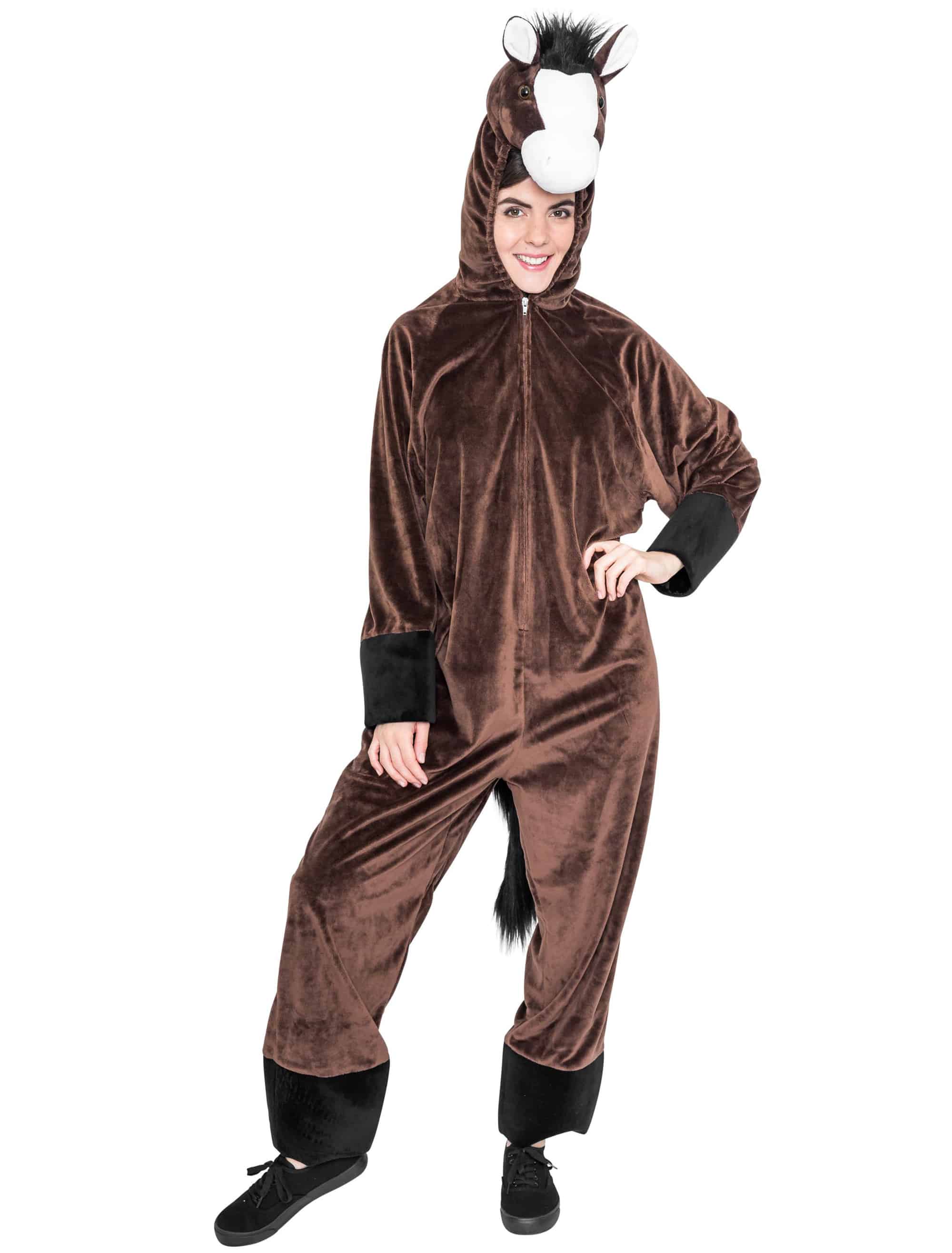 Overall Pferd Plüsch Damen dunkelbraun 40-42