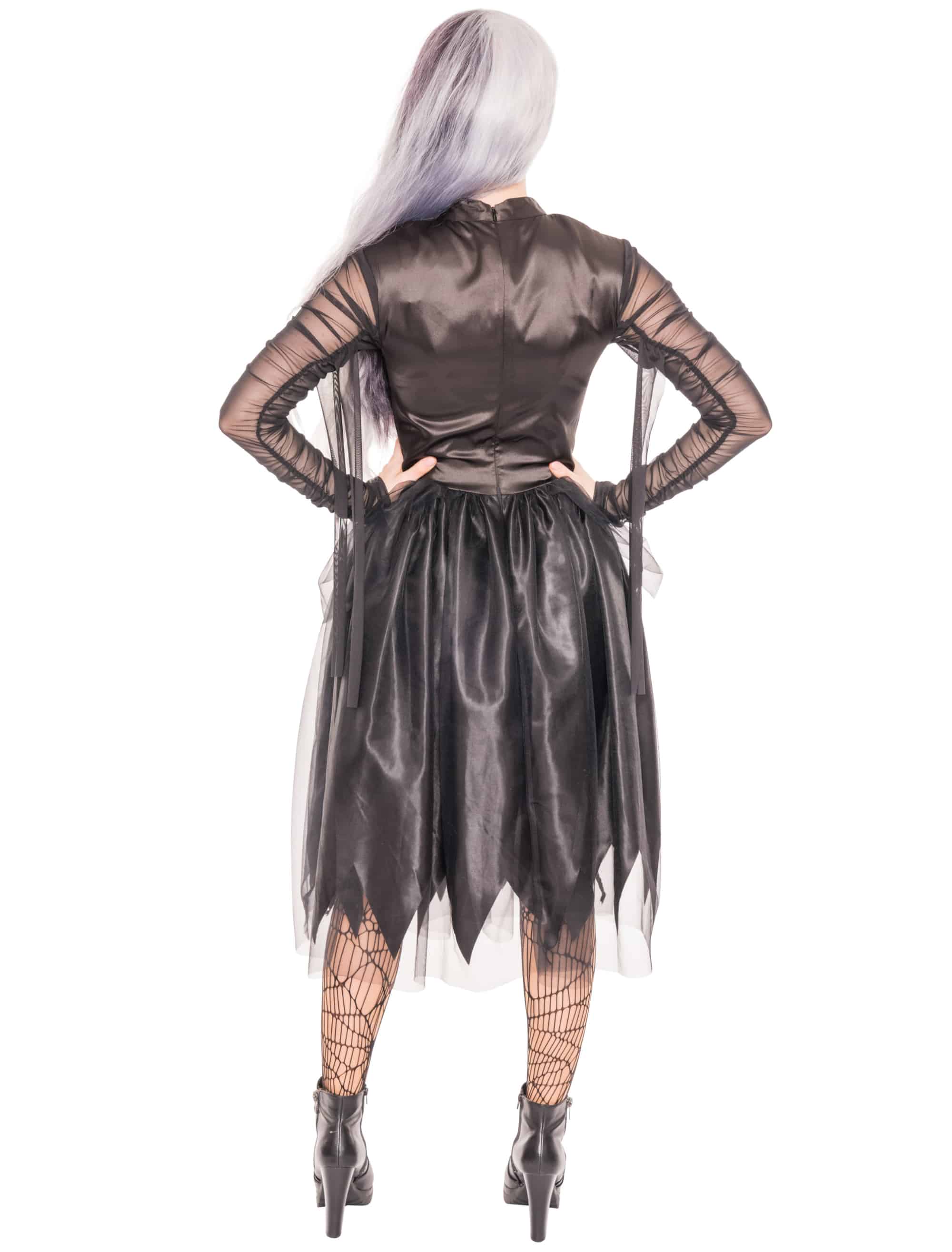 Kleid Hexe mit Brosche Damen schwarz L