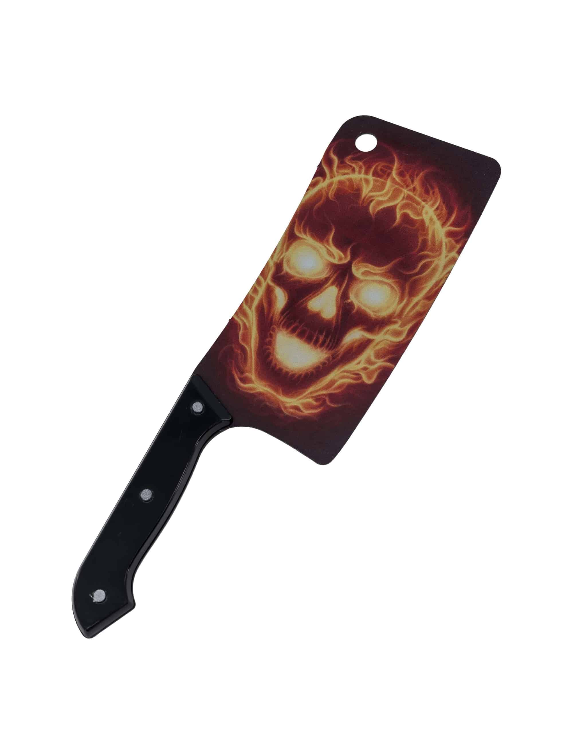Hackebeil brennender Totenkopf bunt