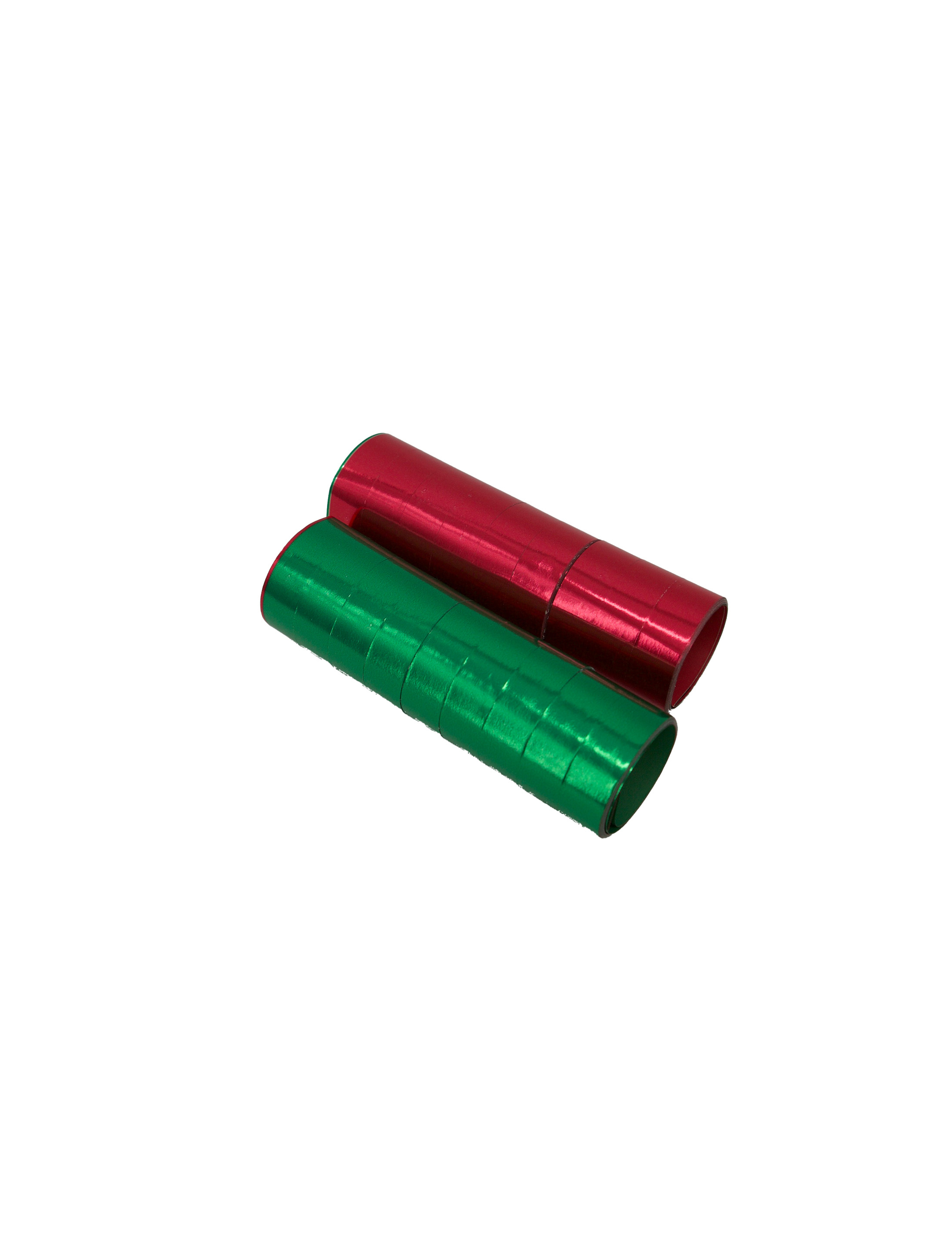 Luftschlangen metallic 2er-Pack rot/grün