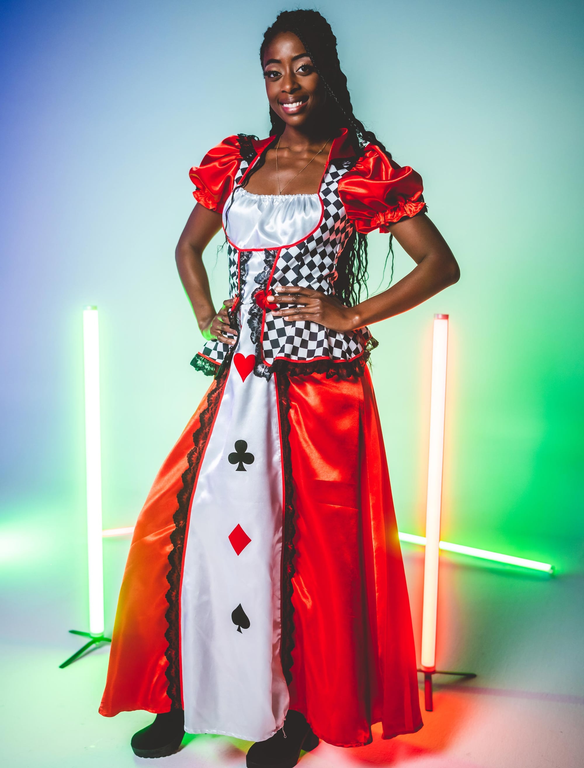 Kleid Kartenspielerin lang Damen bunt S
