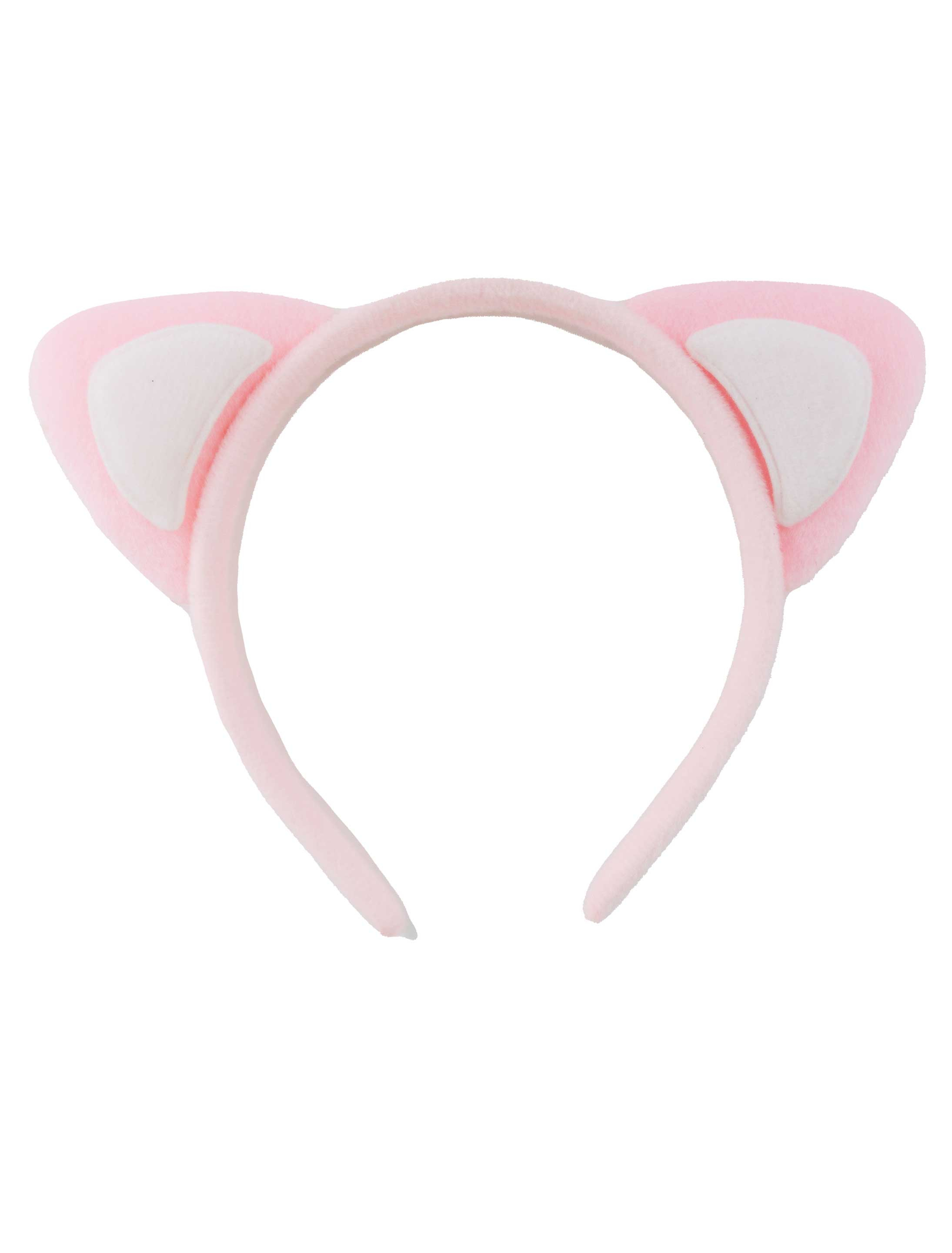 Haarreif Plüschohren rosa/weiß
