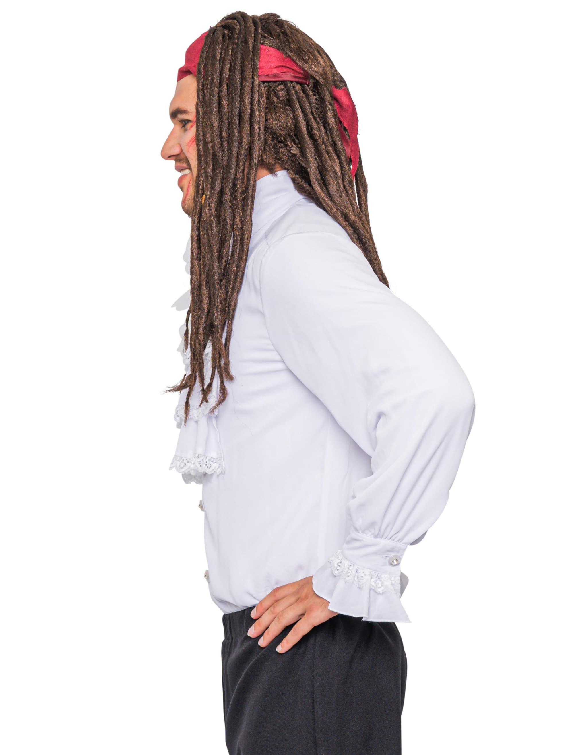 Hemd mit Jabot und Knöpfen Herren weiß 4XL