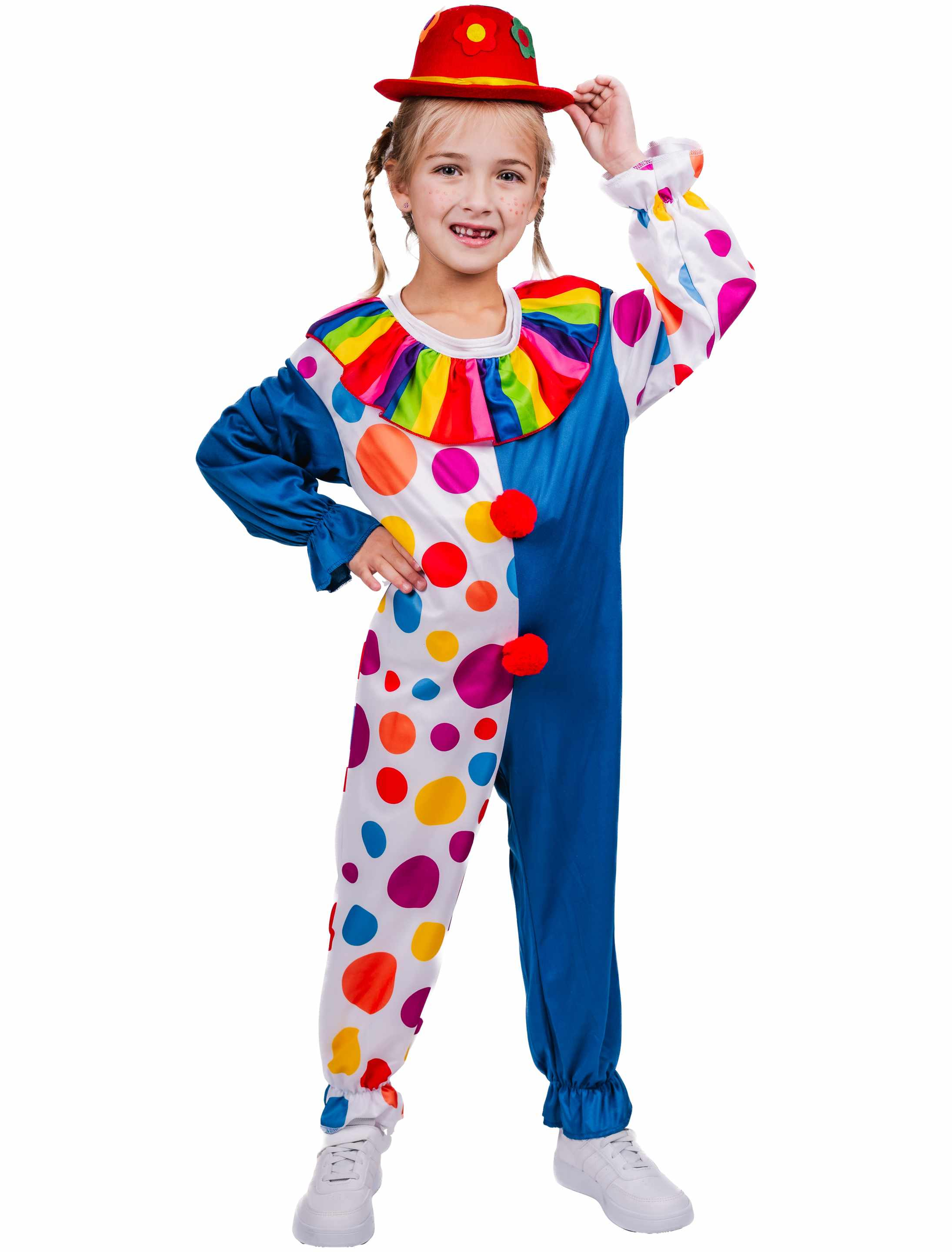 Jumpsuit Clown mit Halskrause Kinder bunt 104